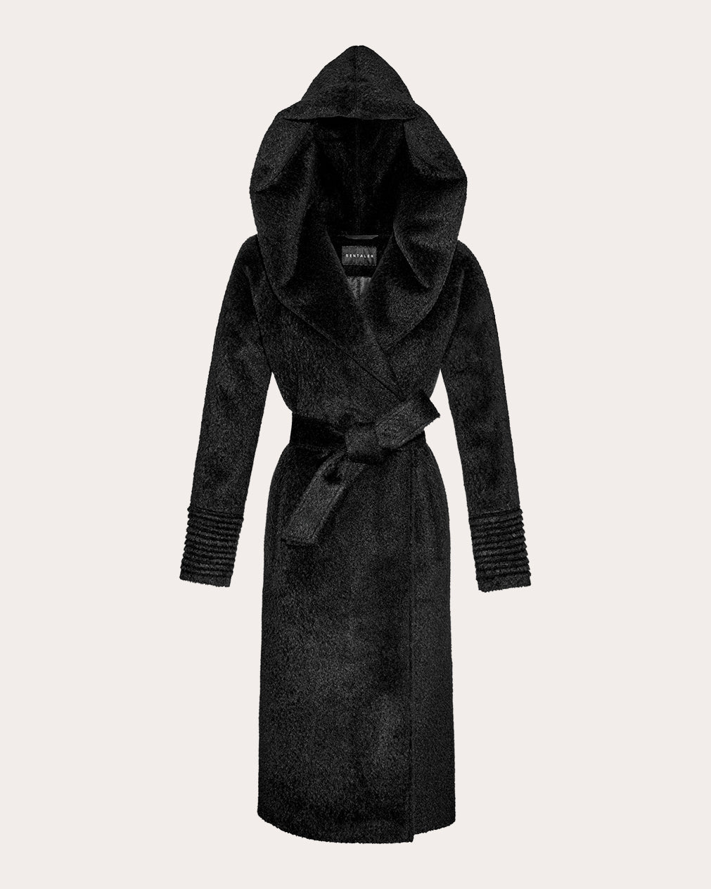 Bouclé Alpaca Long Hooded Coat