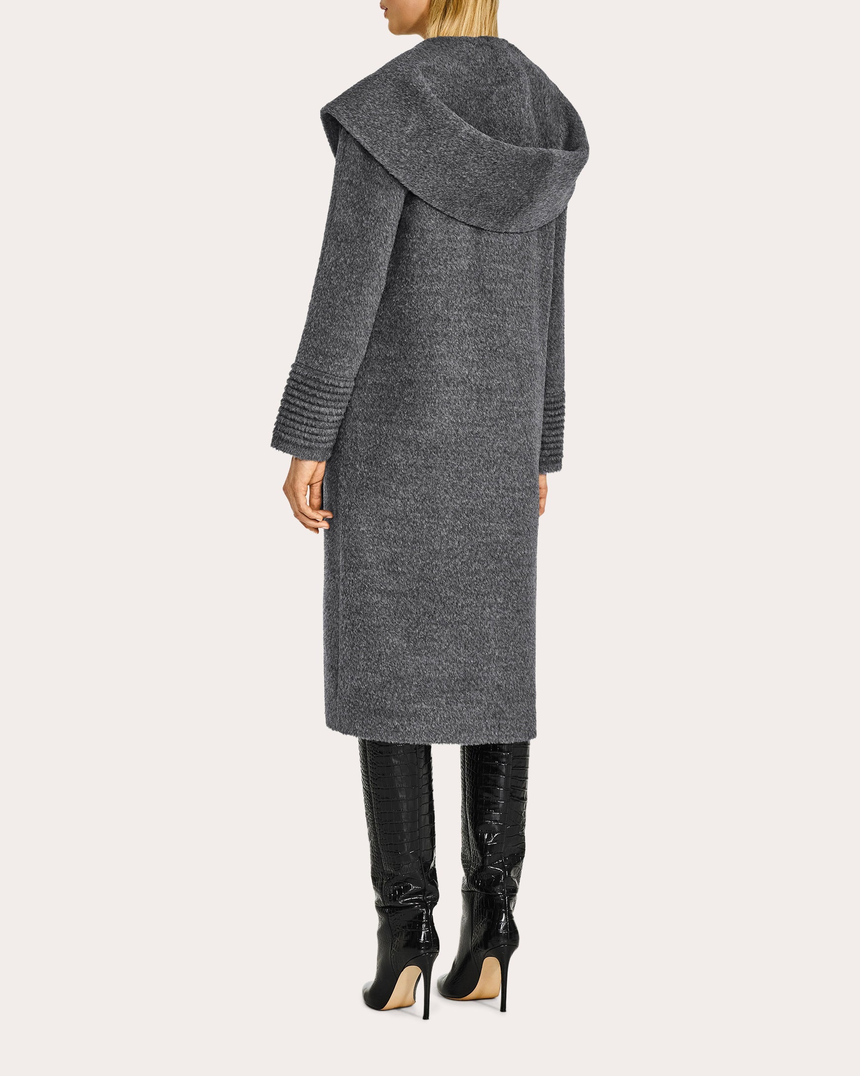Bouclé Alpaca Hooded Long Coat