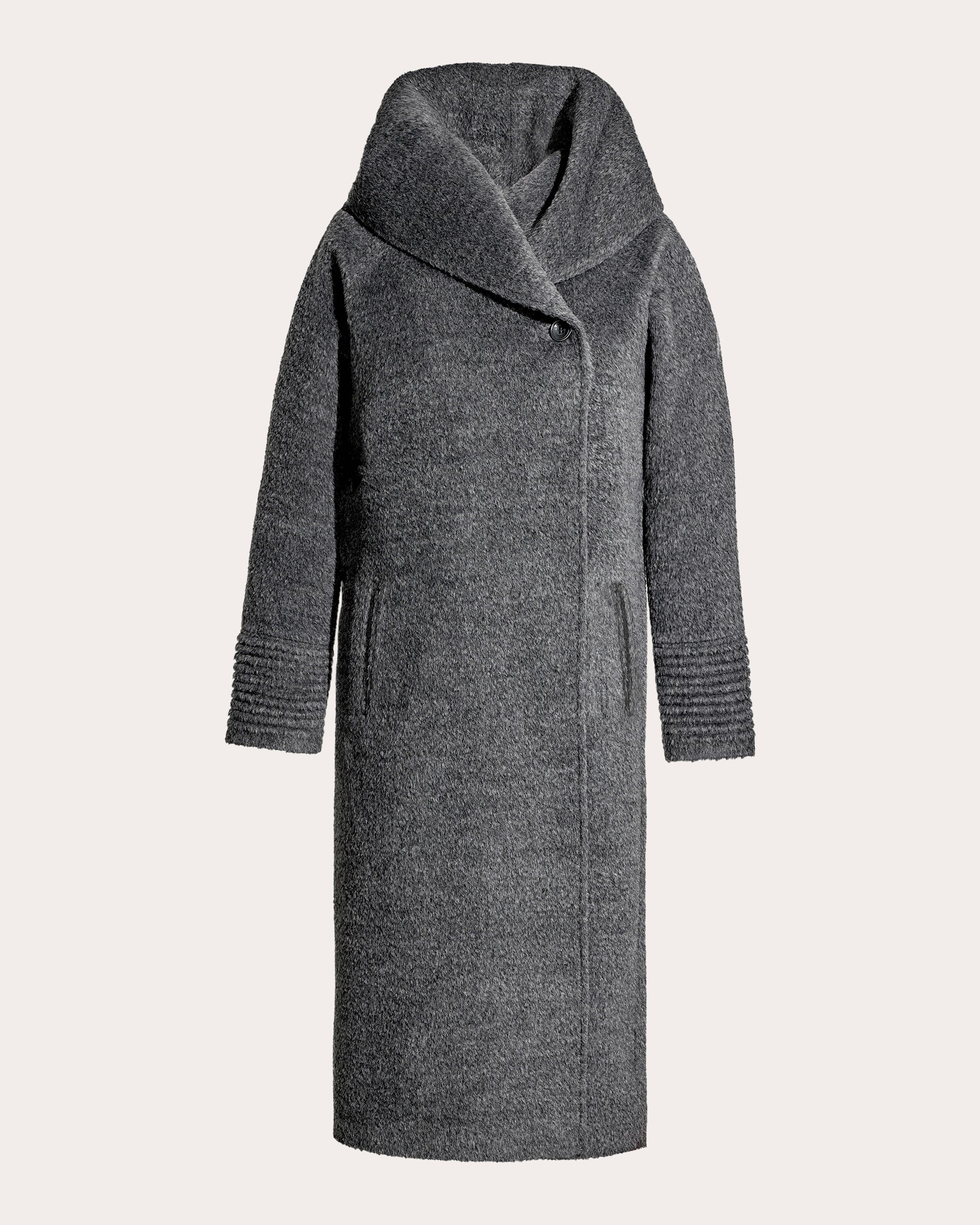 Bouclé Alpaca Hooded Long Coat