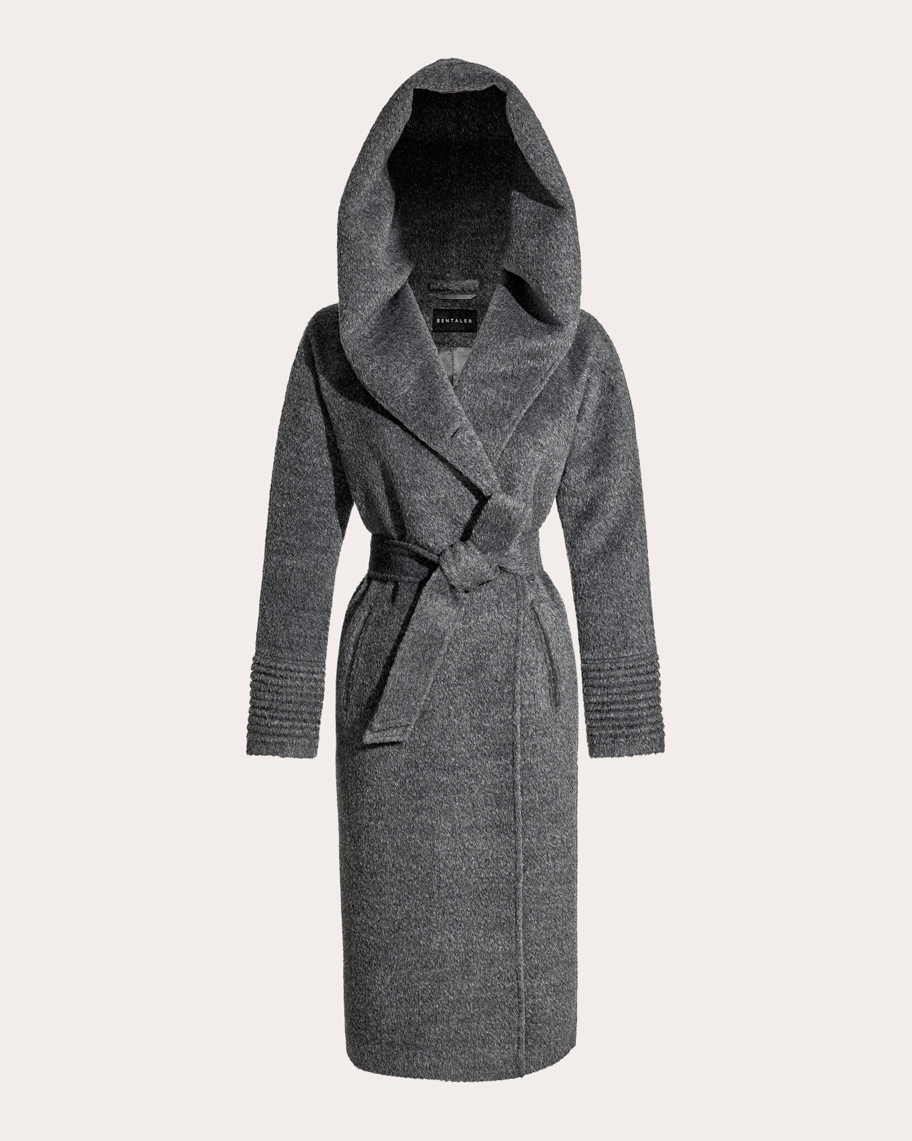 Bouclé Alpaca Hooded Long Coat