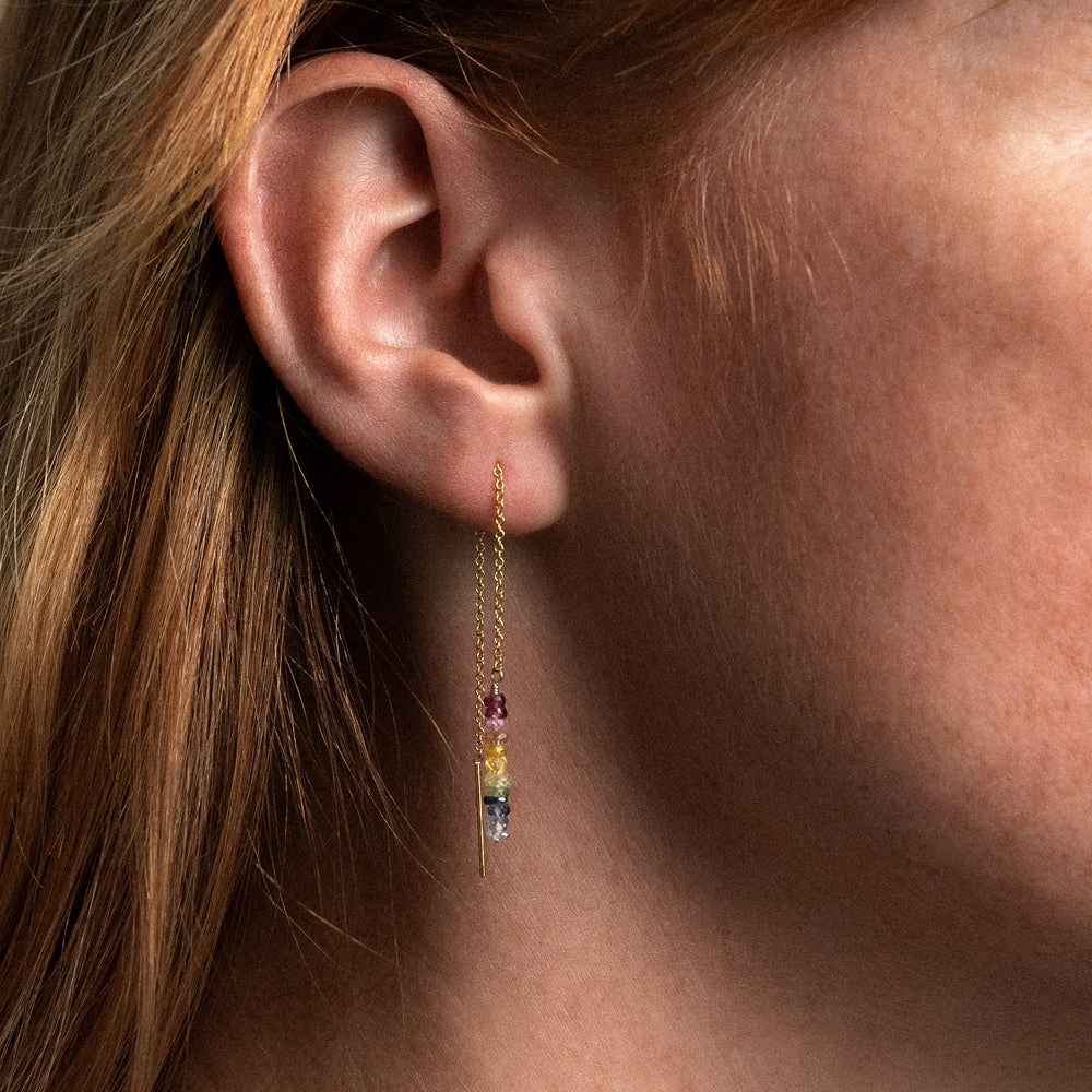 Nonza 14K Gold-Filled Wire and Rainbow Sapphire Single Earring