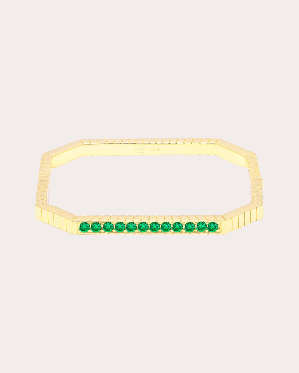 Emerald & 14k Gold Spark Octagon Bangle