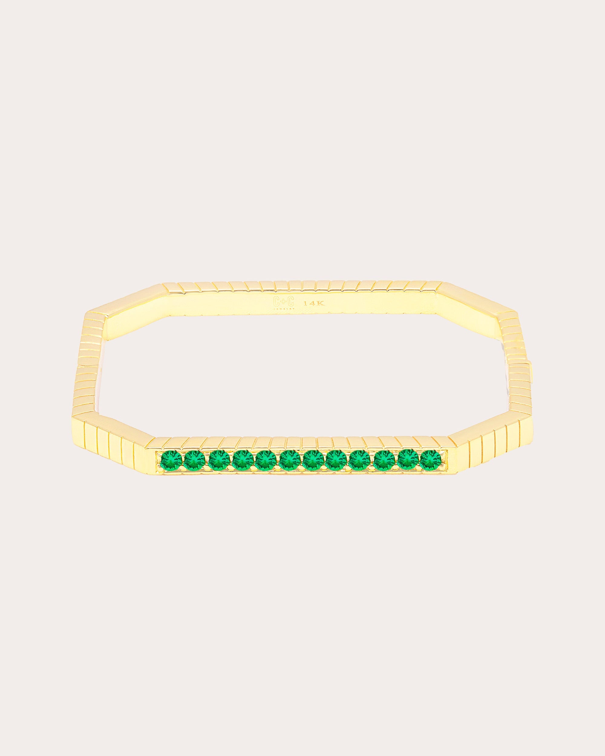Emerald & 14k Gold Spark Octagon Bangle