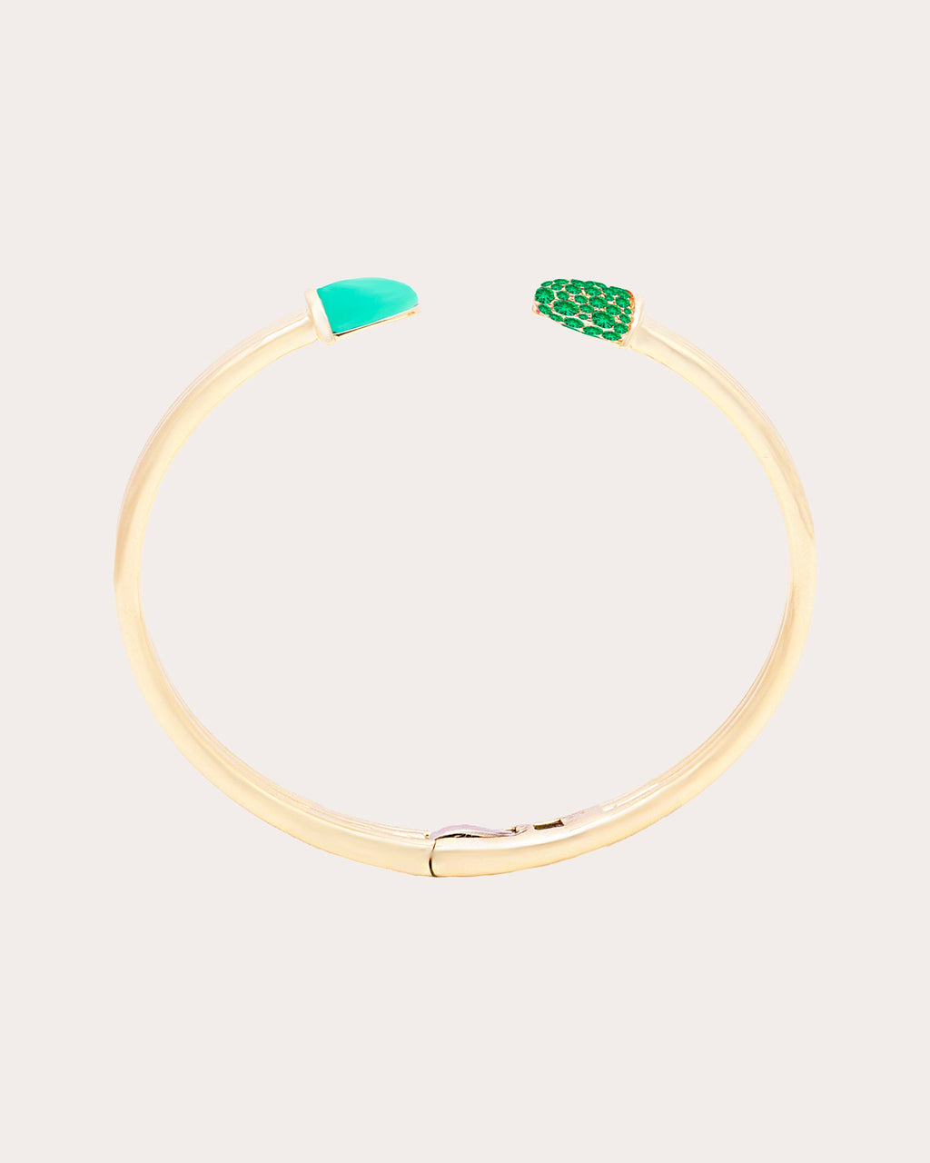 Chrysoprase & Tsavorite 14k Gold Found Cap Cuff