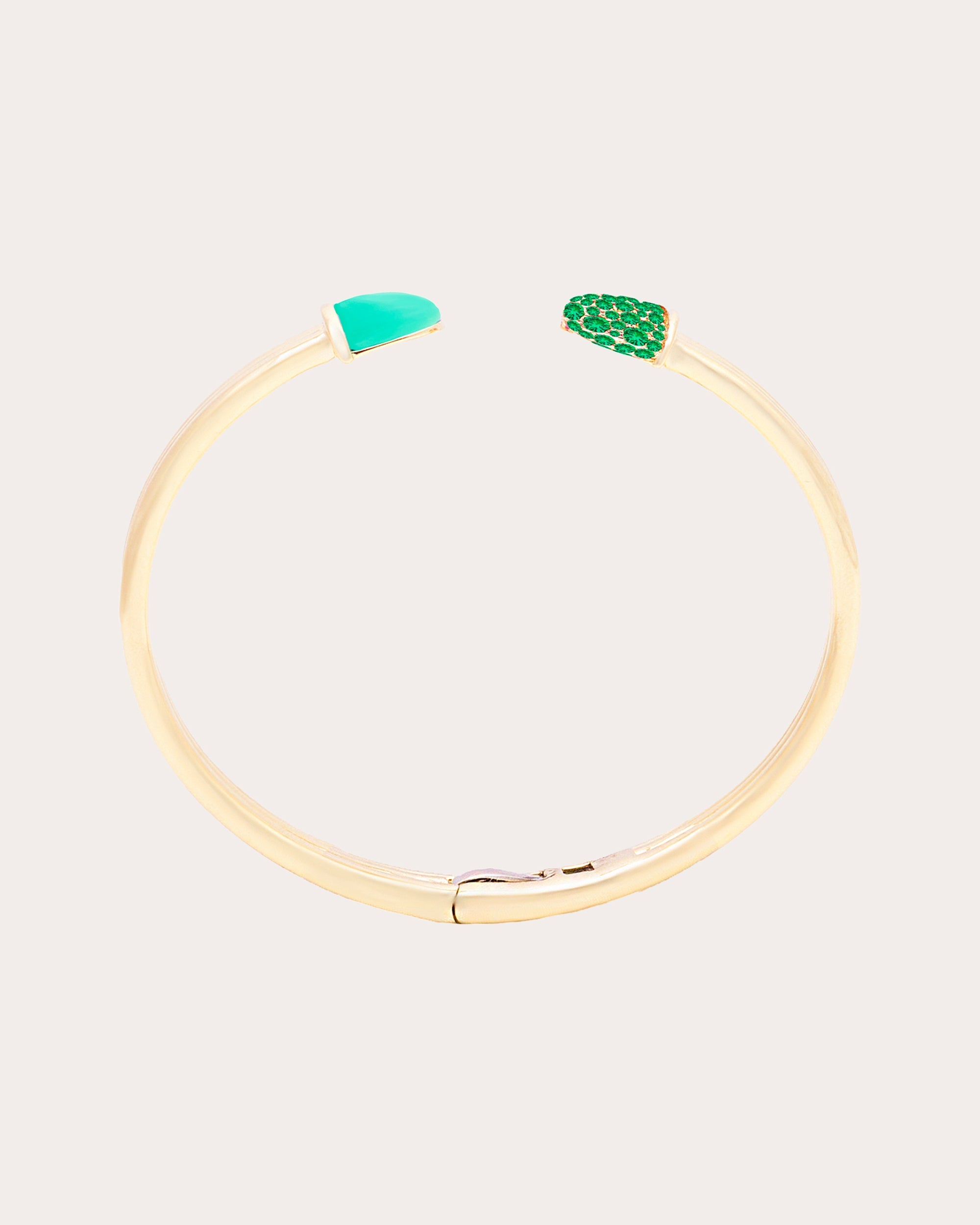 Chrysoprase & Tsavorite 14k Gold Found Cap Cuff
