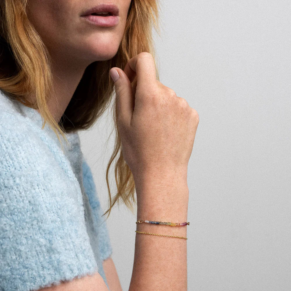 Nonza 14K Gold-Filled Chain and Rainbow Sapphire Bracelets