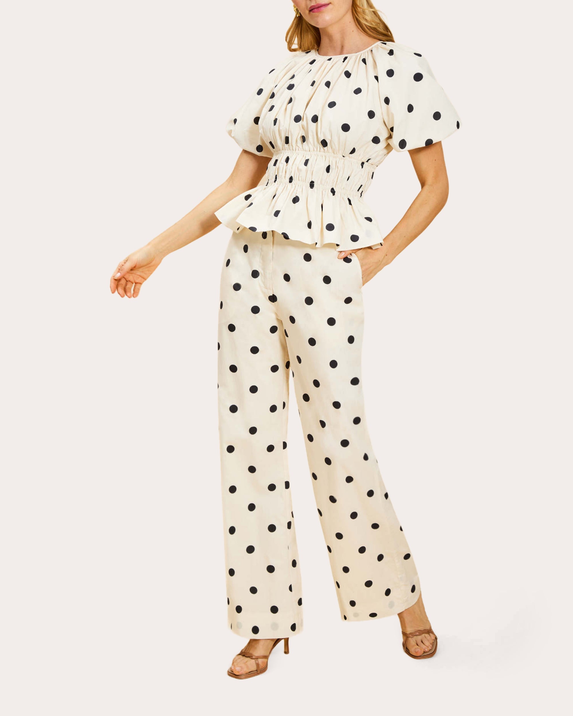 Taylor Polka Dot Poplin Flared Pants