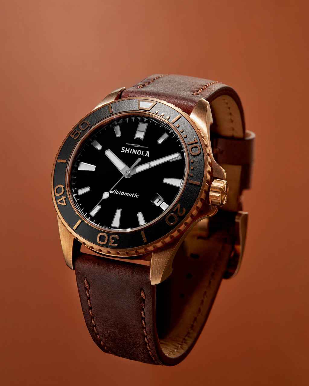 Men's Bronze Monster 43mm Leather-Strap Watch Set