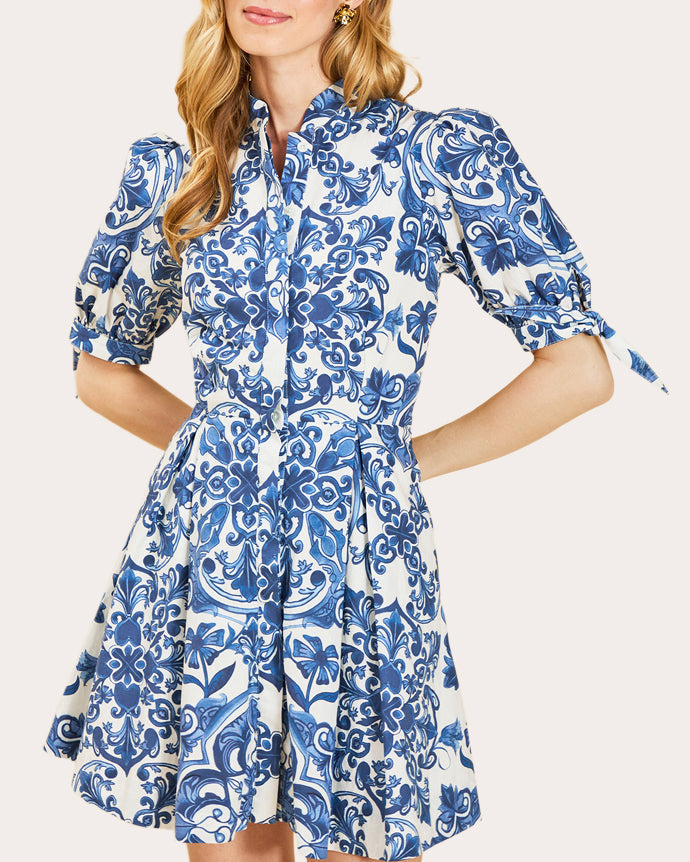 Brooklyn Floral Poplin Puff-Sleeve Mini Dress