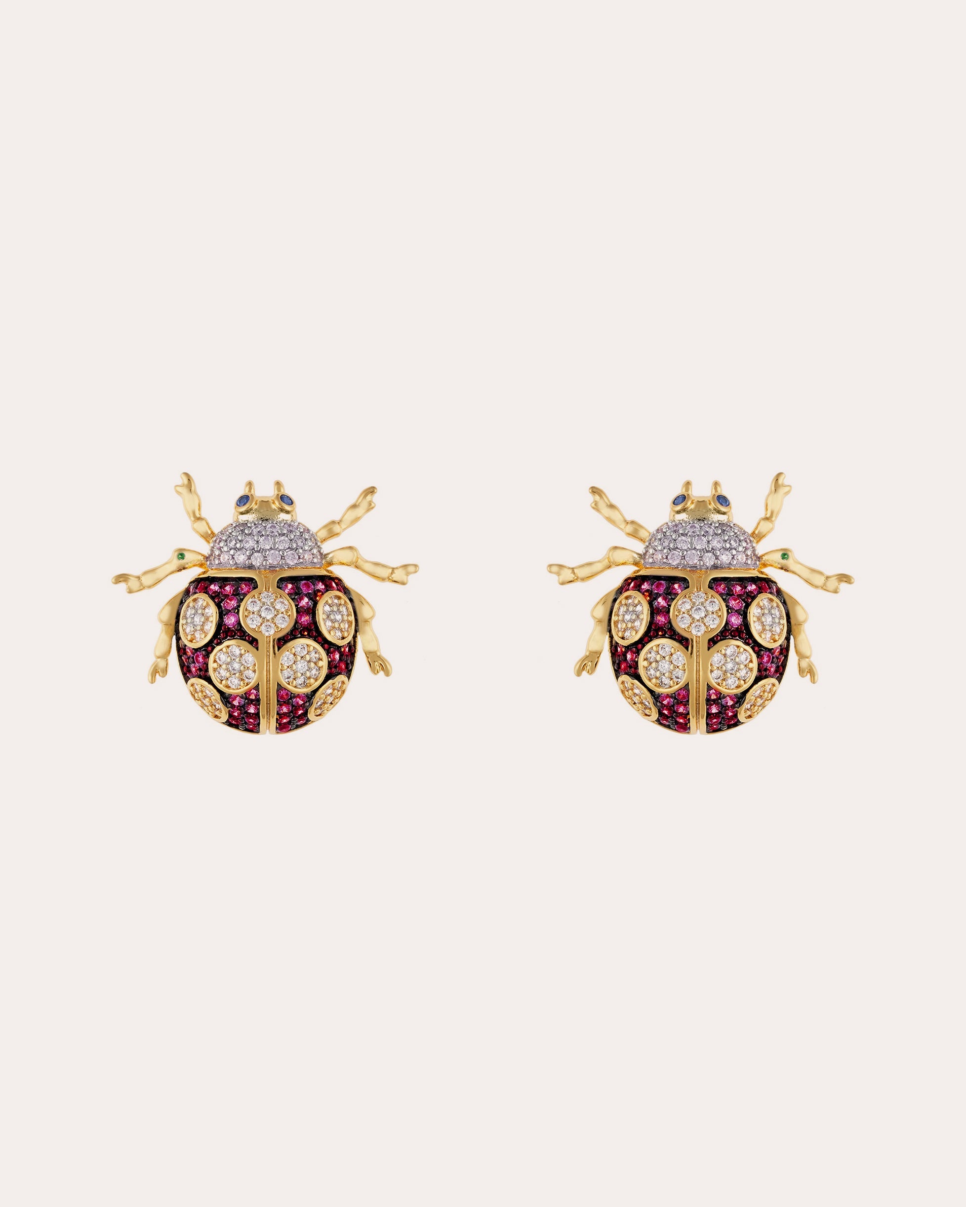 Ladybug 18K Gold Multi-Stone Stud Earrings