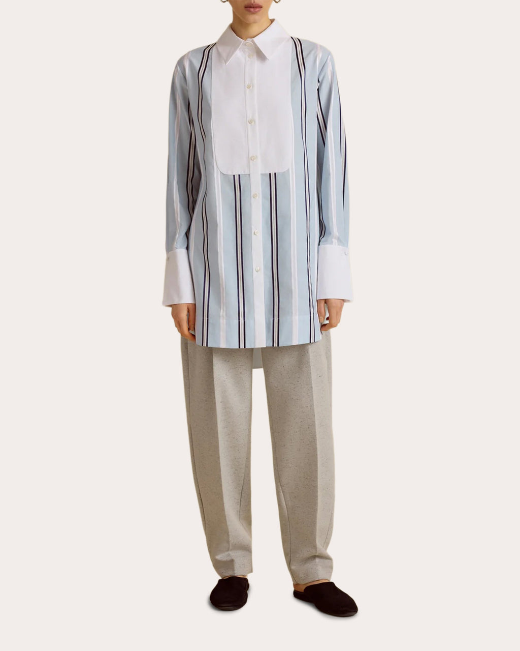 Pinstripe Jacquard Slim Tuxedo Shirt