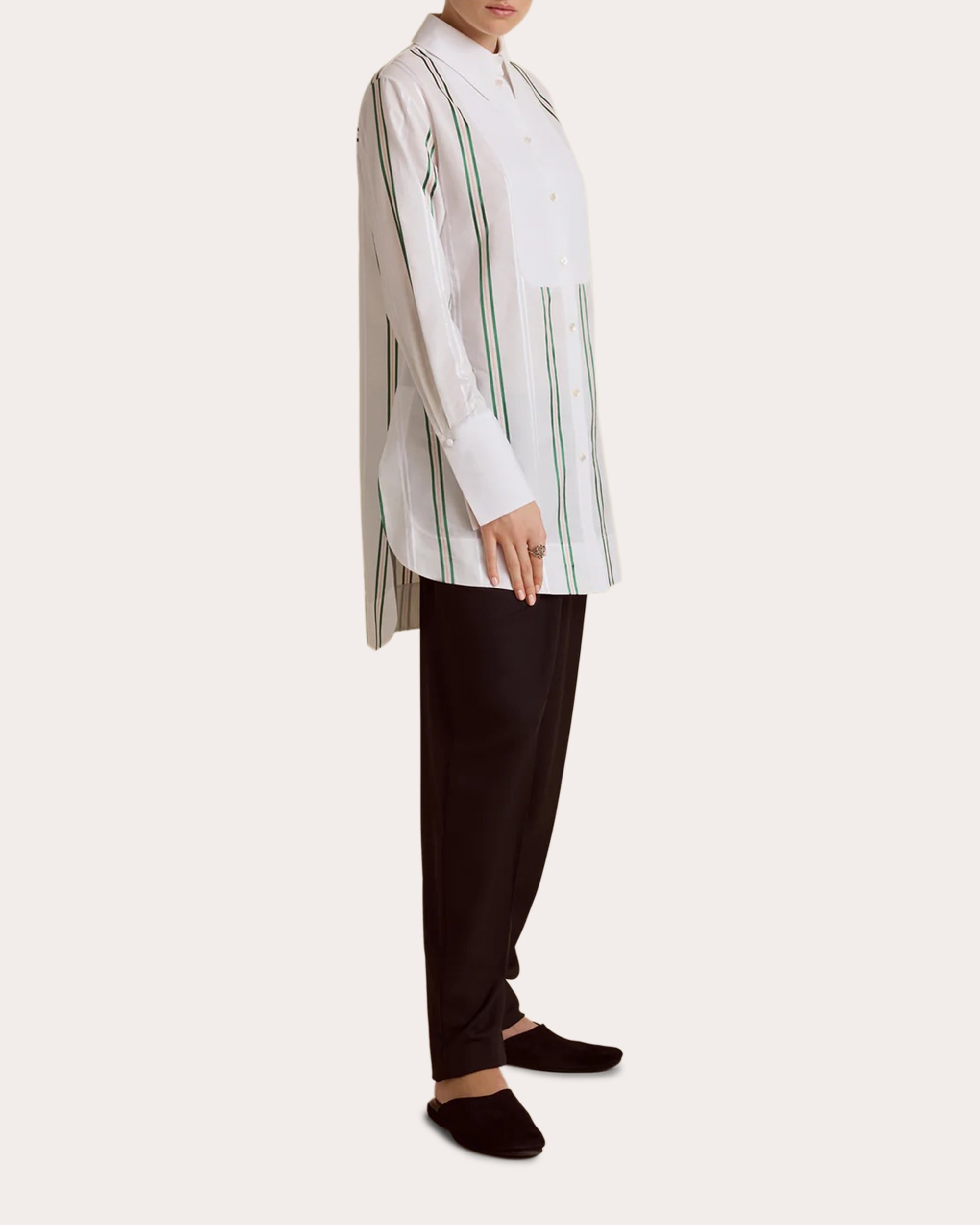 Pinstripe Jacquard Slim Tuxedo Shirt