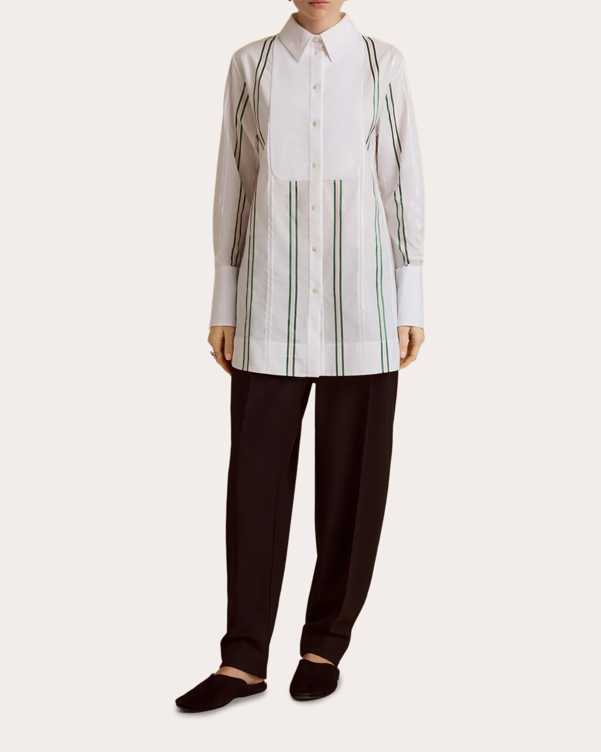 Pinstripe Jacquard Slim Tuxedo Shirt