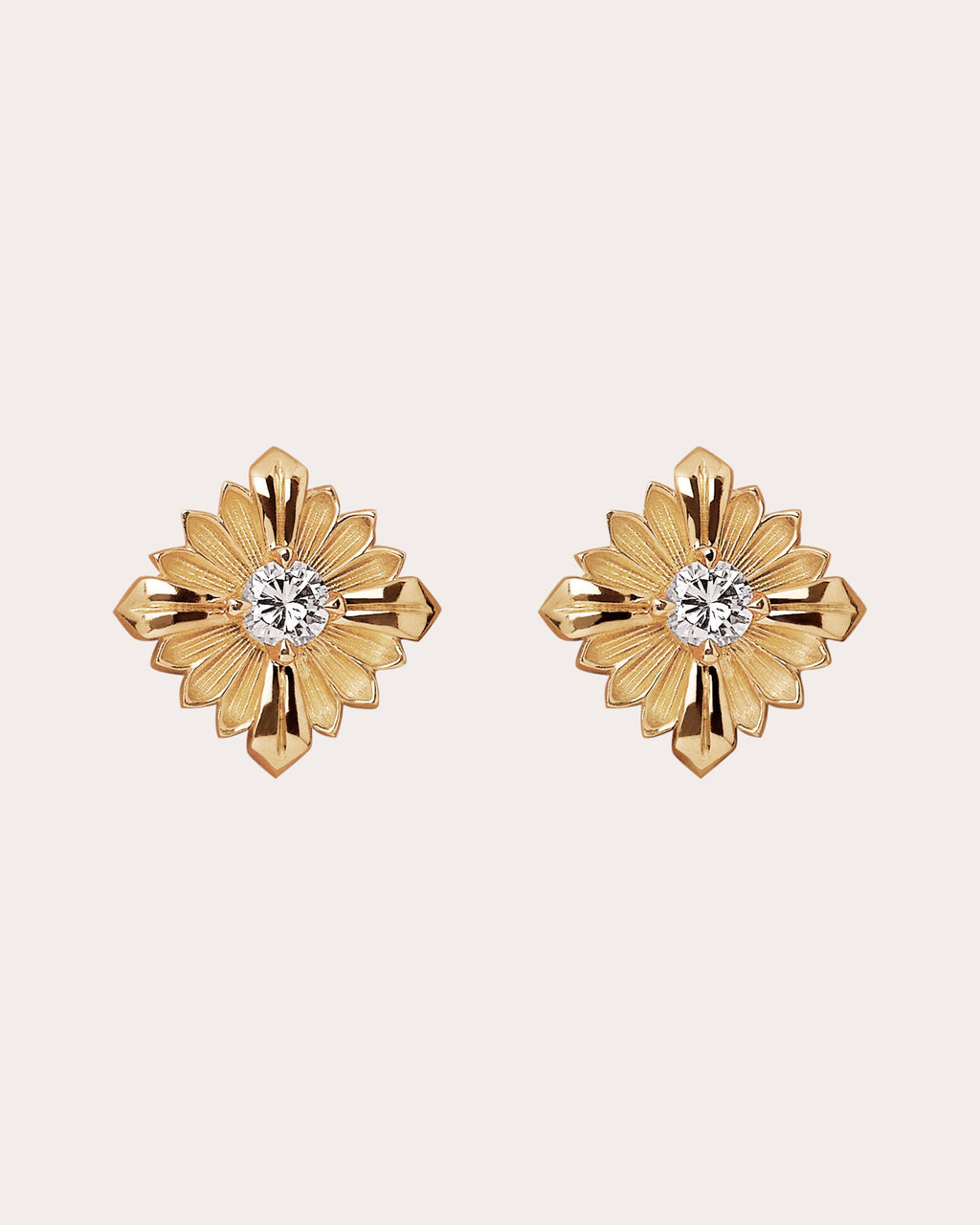 Diamond & 18k Gold Stamp Stud Earrings