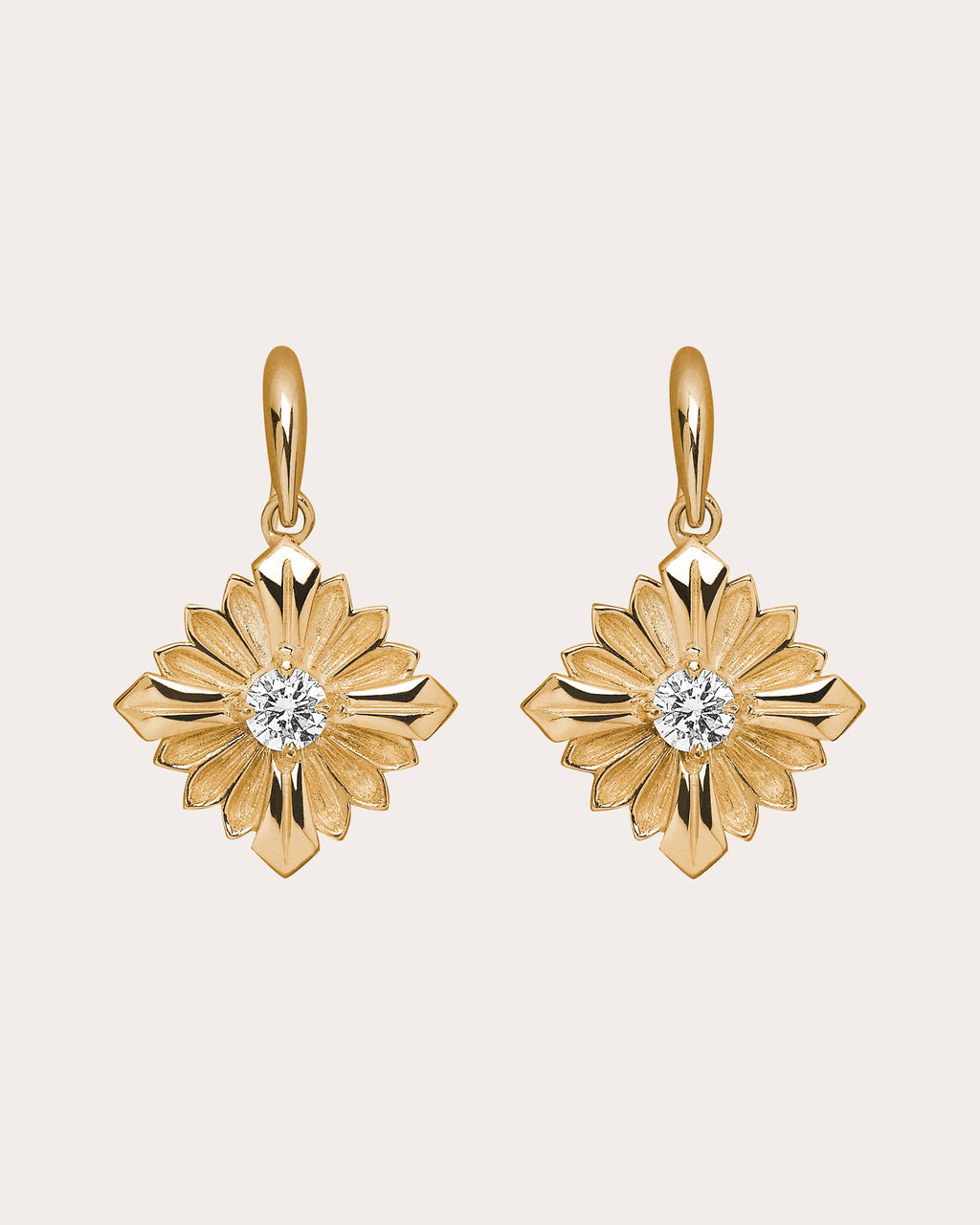 Diamond & 18k Gold Stamp Drop Earrings