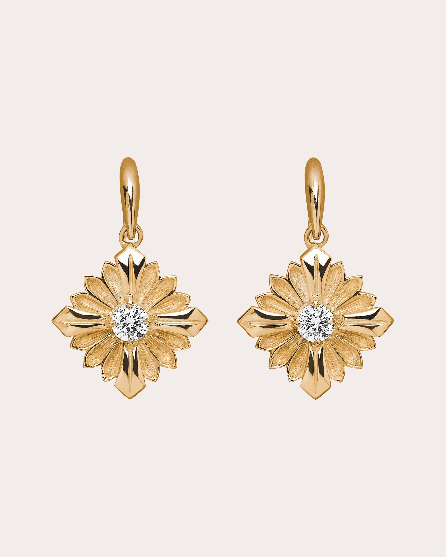 Diamond & 18k Gold Stamp Drop Earrings