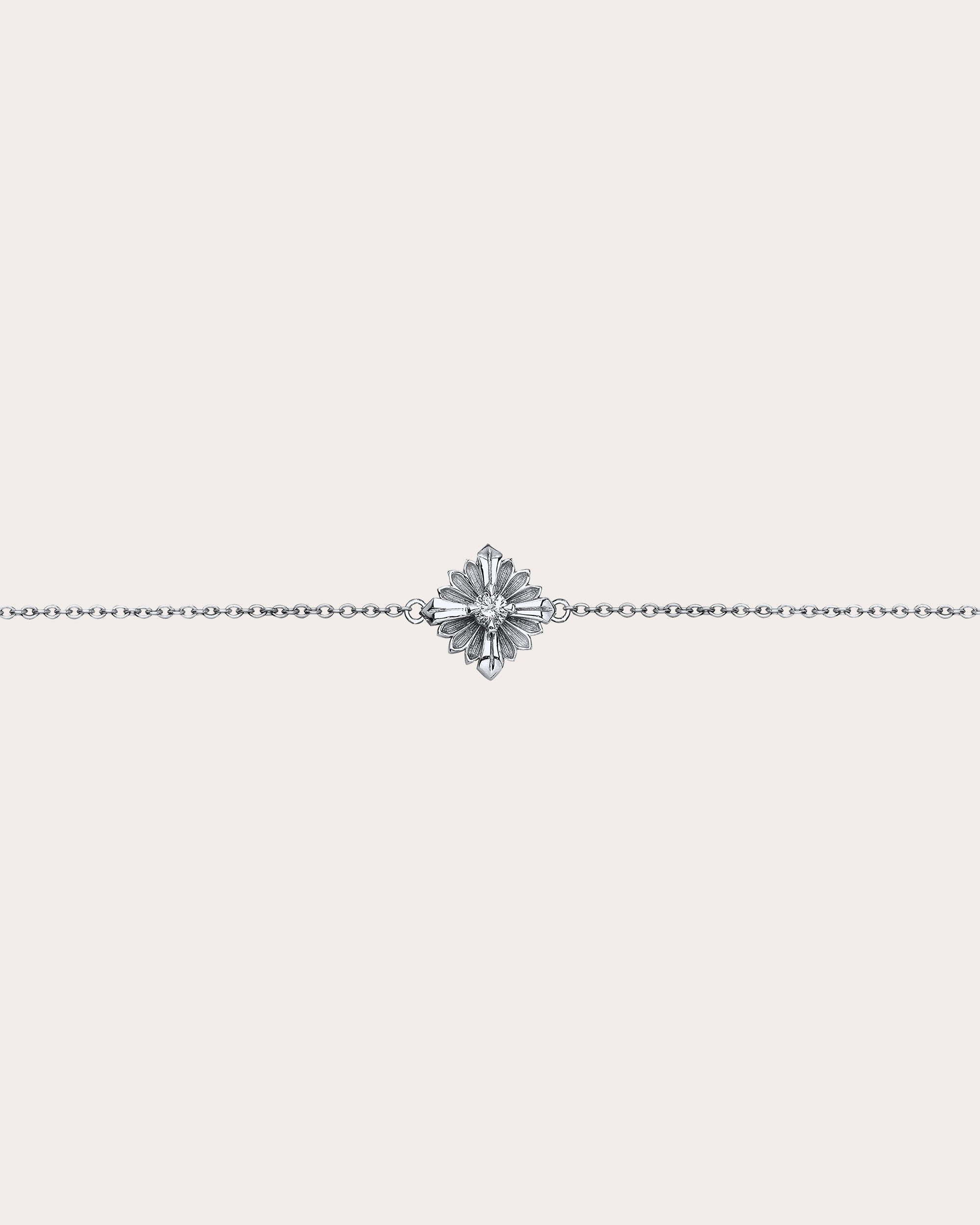 Diamond & 18k White Gold Stamp Bracelet