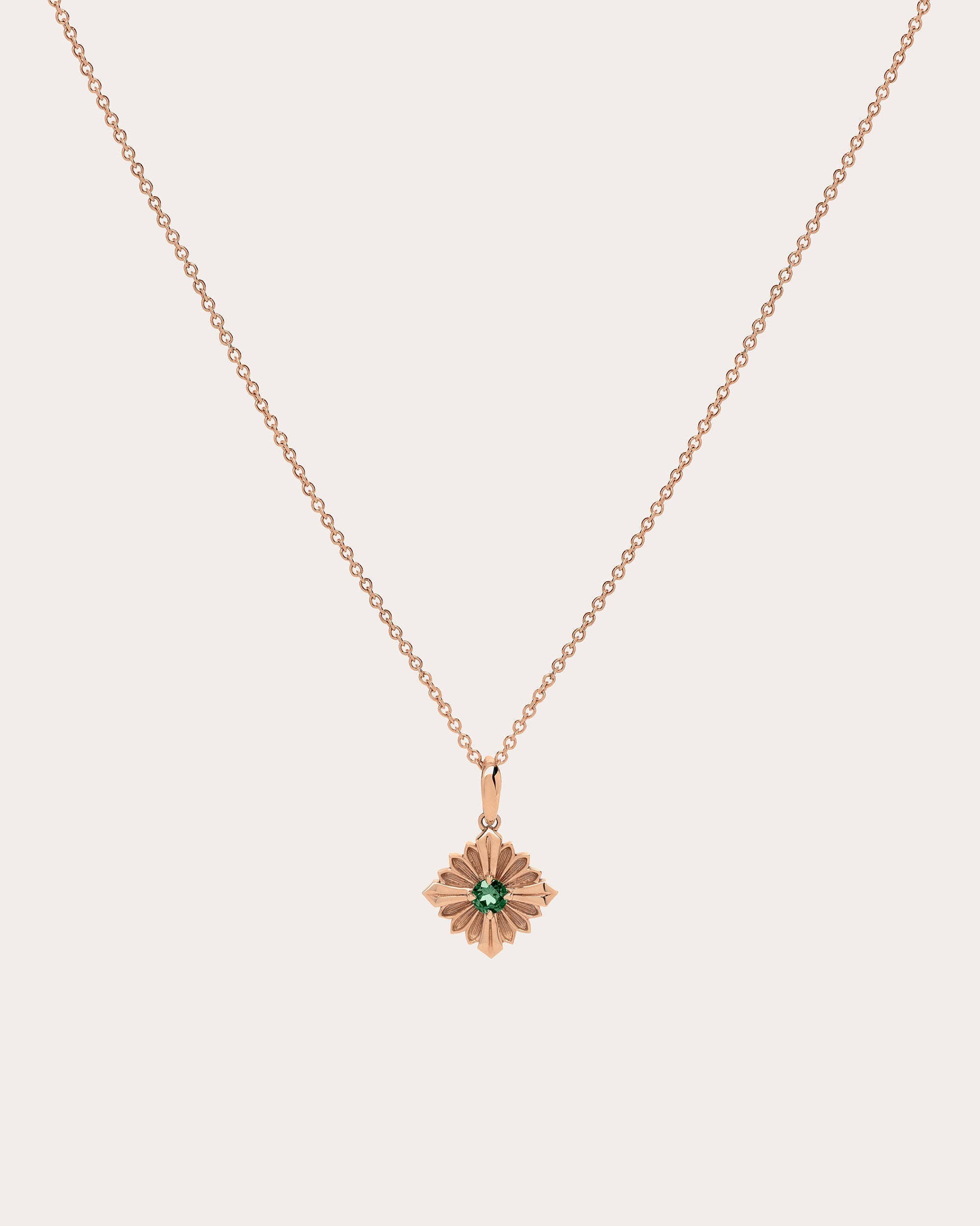 Tourmaline & 18k Rose Gold Stamp Pendant Necklace