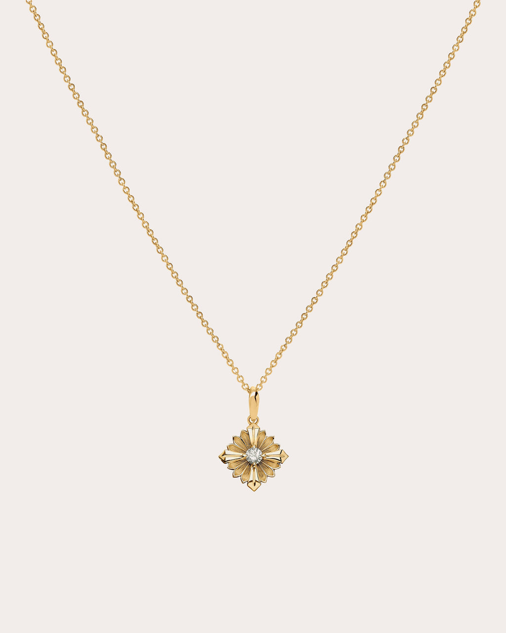 Diamond & 18k Gold Stamp Pendant Necklace