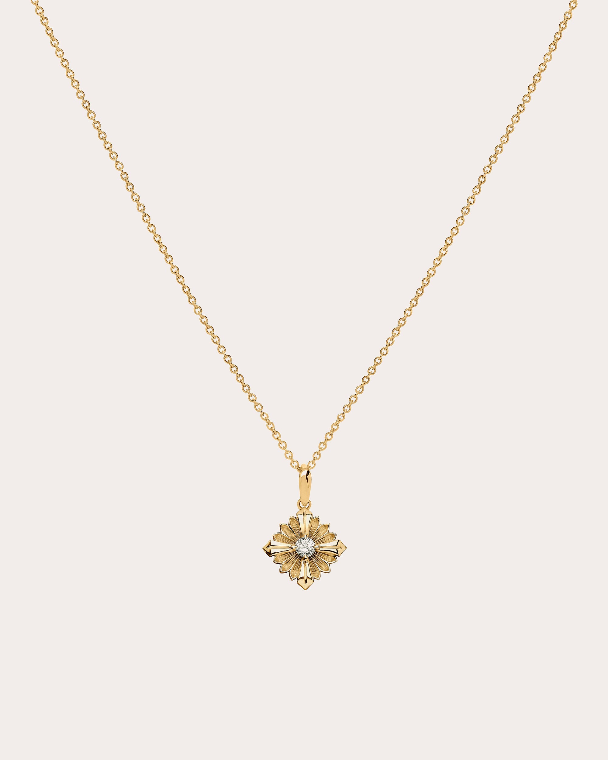 Diamond & 18k Gold Stamp Pendant Necklace