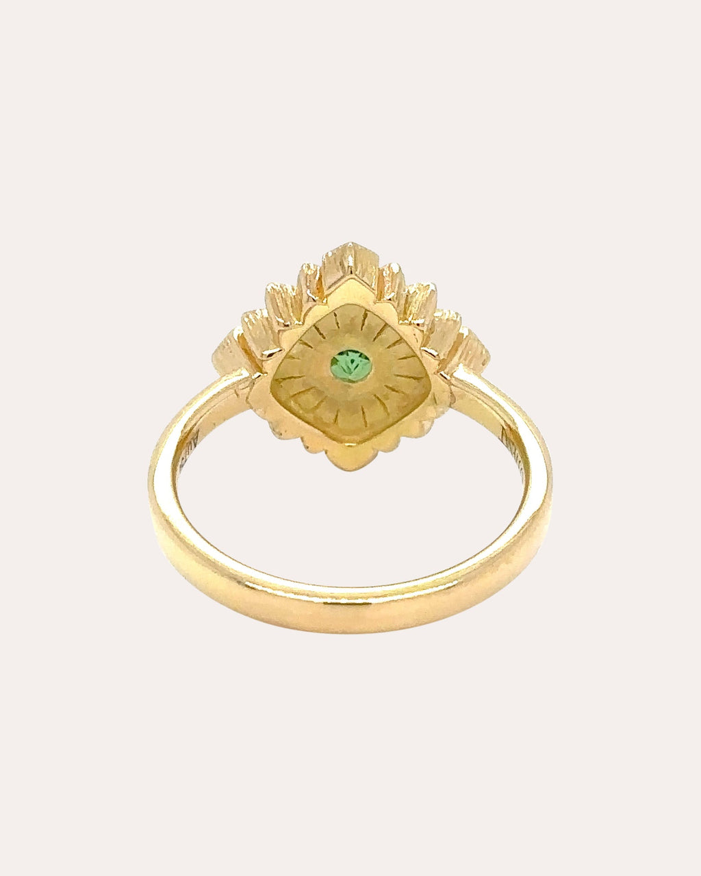 Peridot & Diamond 18k Gold Large Stamp Ring