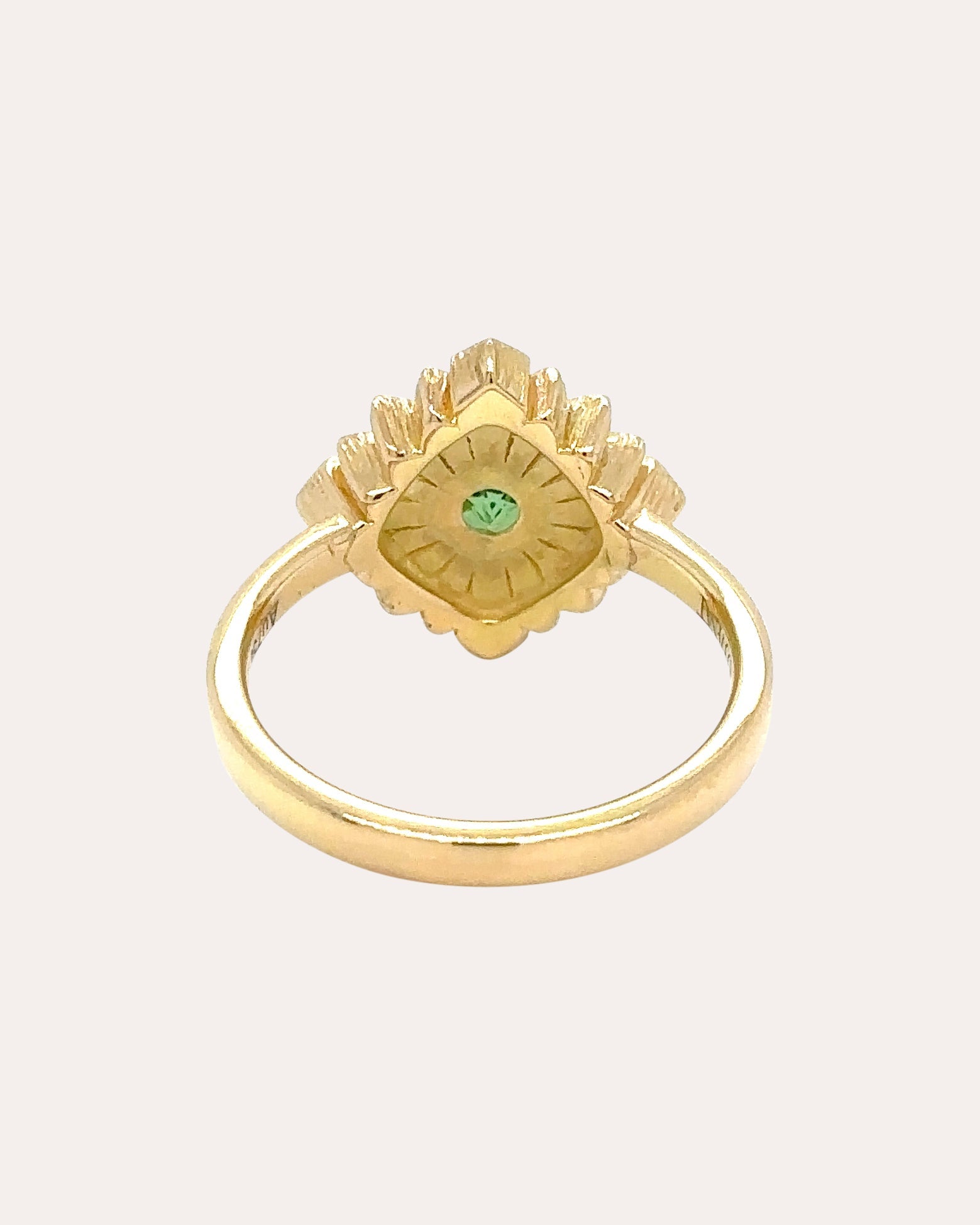 Peridot & Diamond 18k Gold Large Stamp Ring