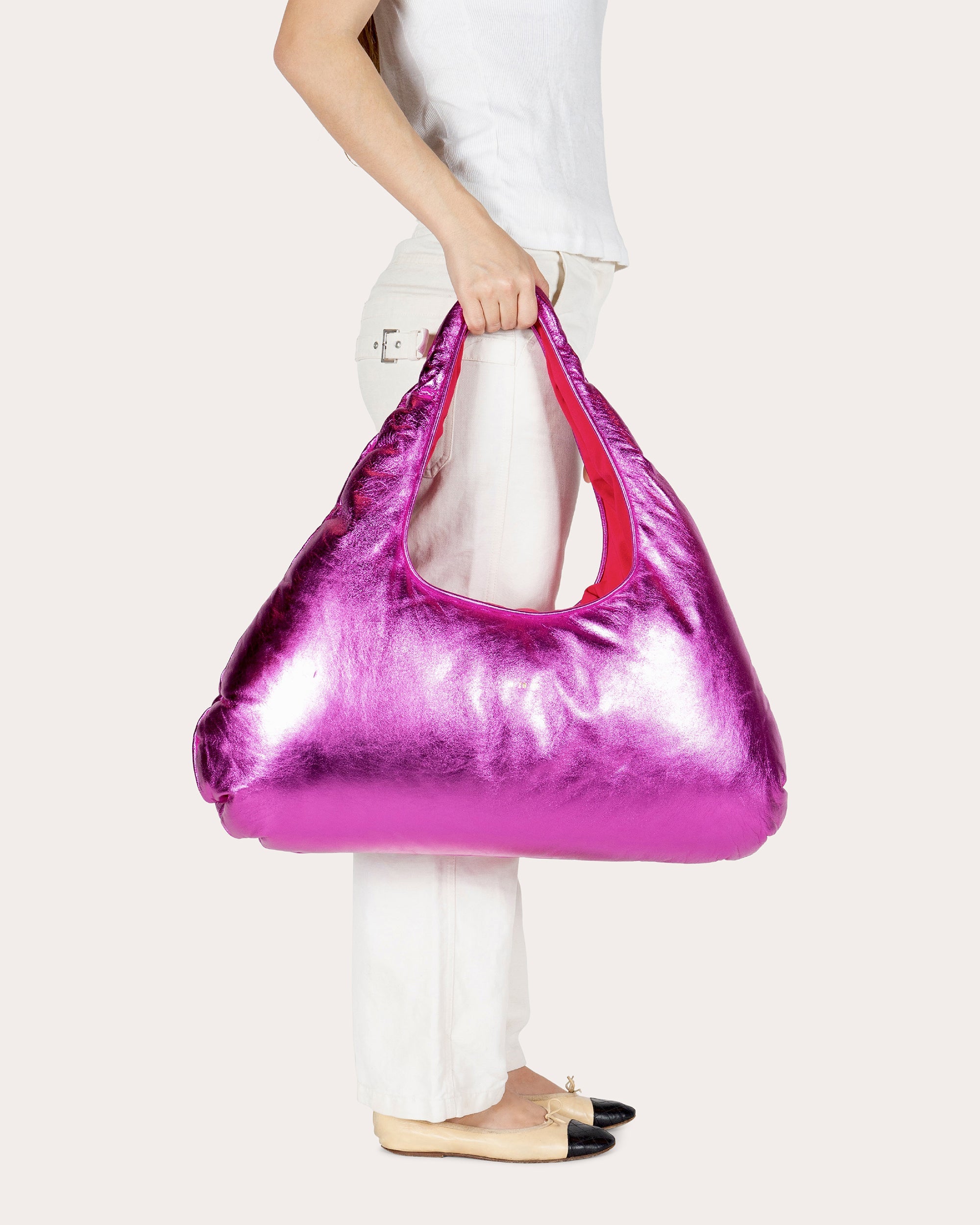 Large Cloud Metallic Leather Shoulder Bag