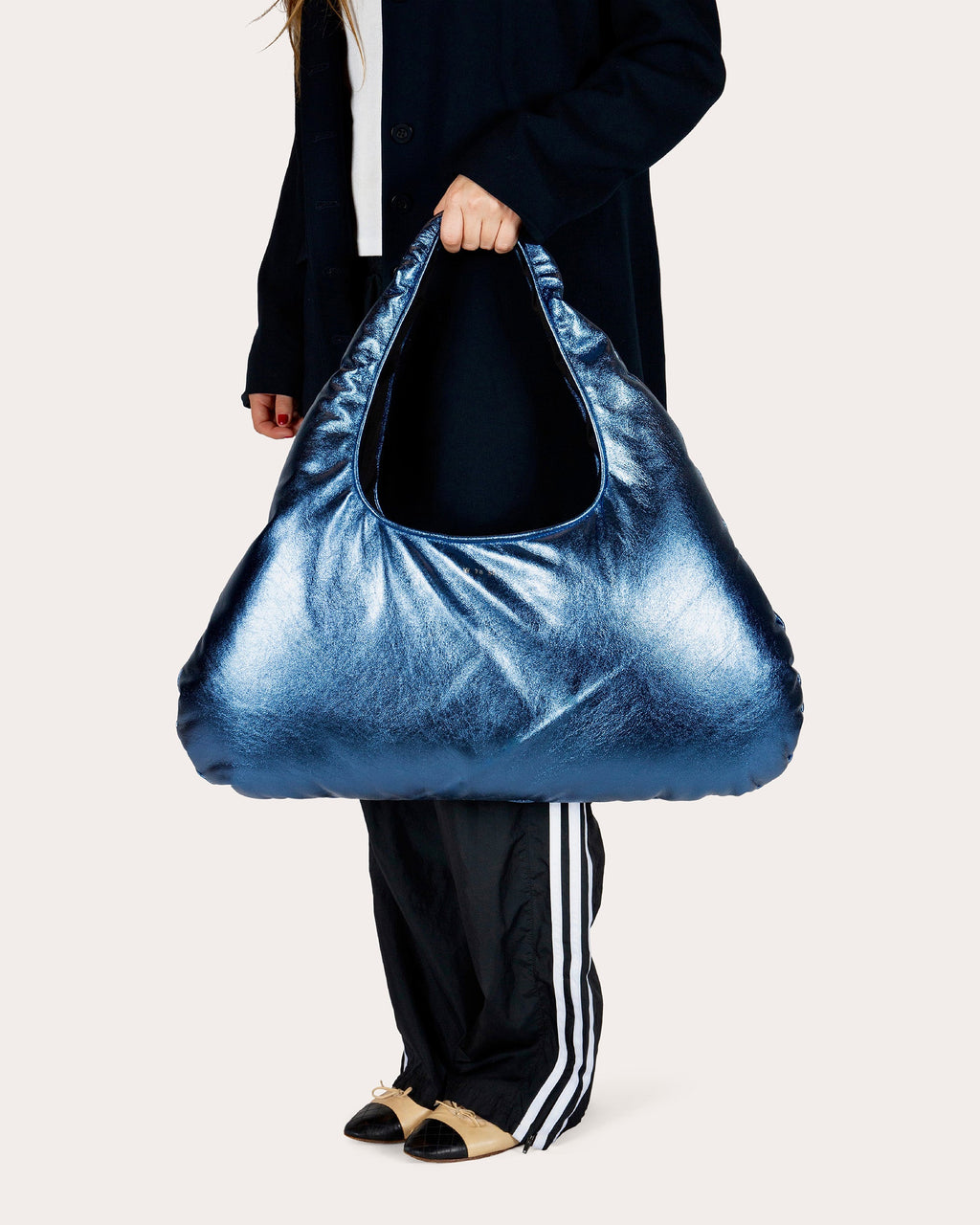 Large Cloud Metallic Leather Shoulder Bag