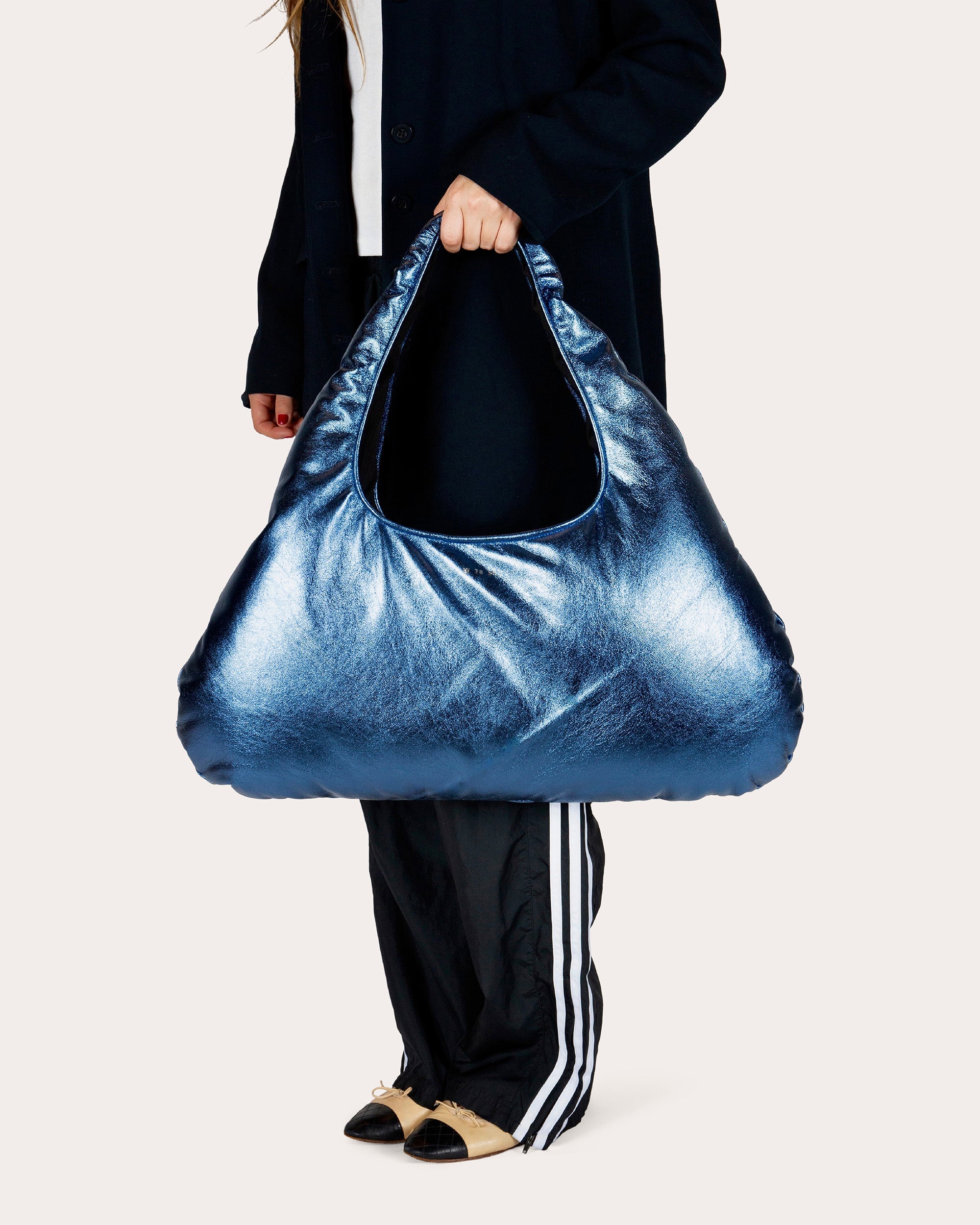 Large Cloud Metallic Leather Shoulder Bag