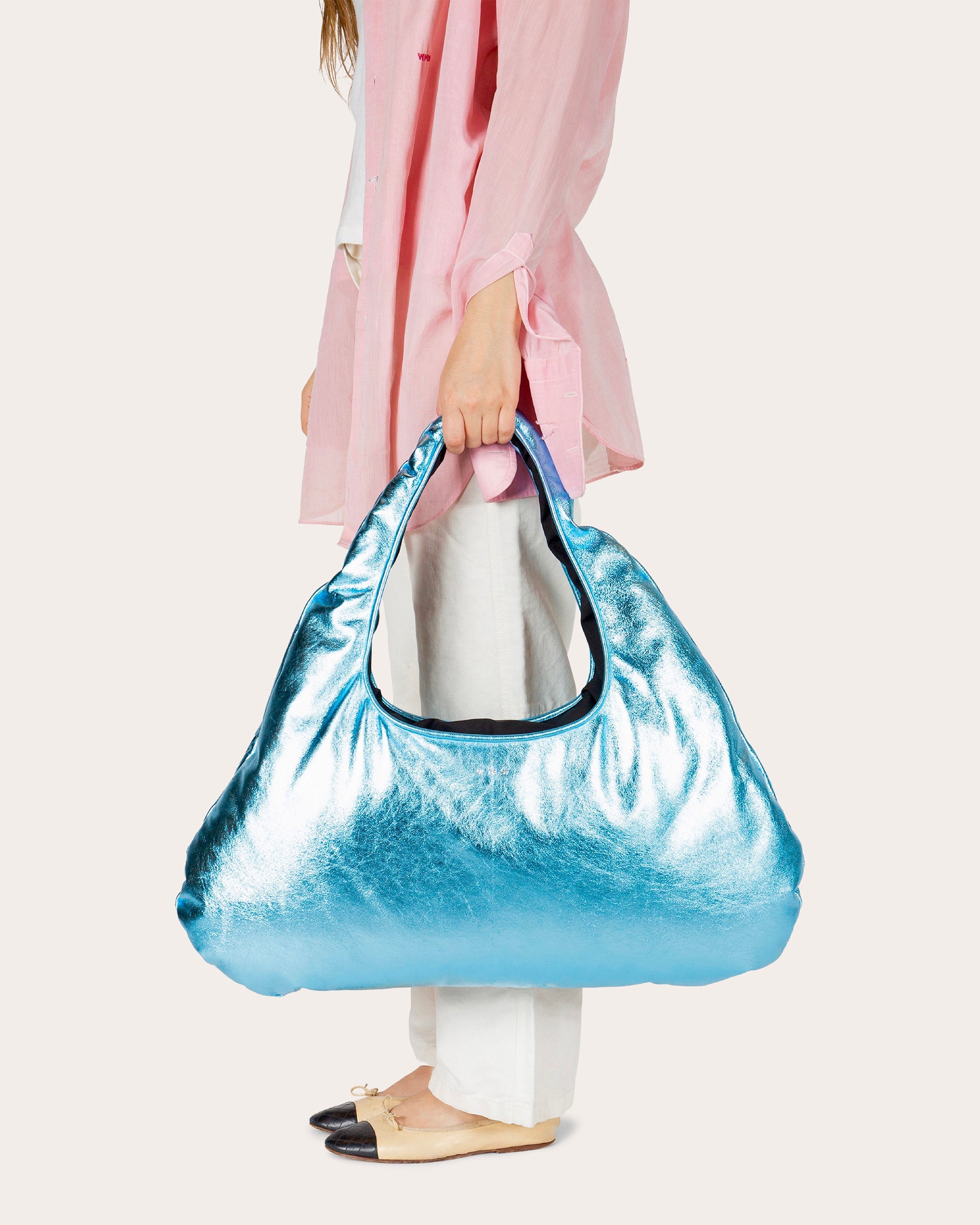 Large Cloud Pearlescent Leather Shoulder Bag