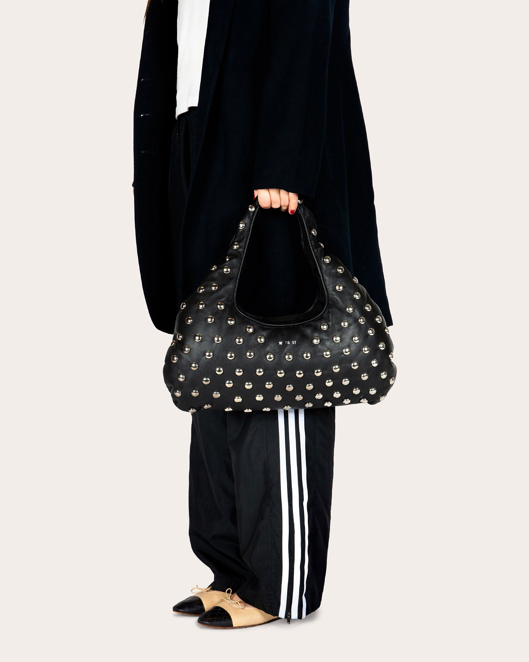 Medium Cloud Studded Leather Shoulder Bag