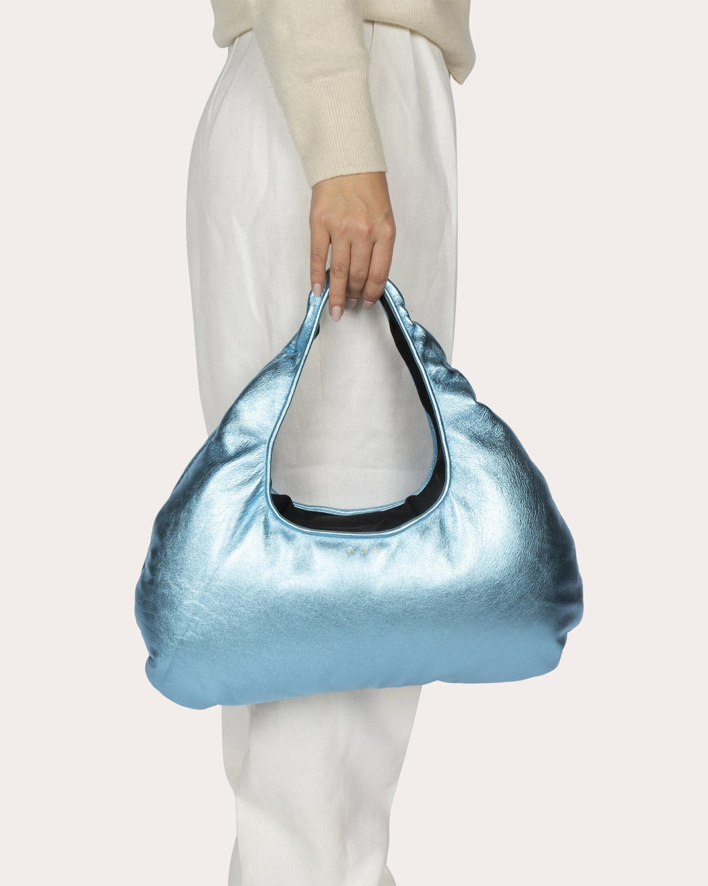 Medium Cloud Pearlescent Leather Shoulder Bag