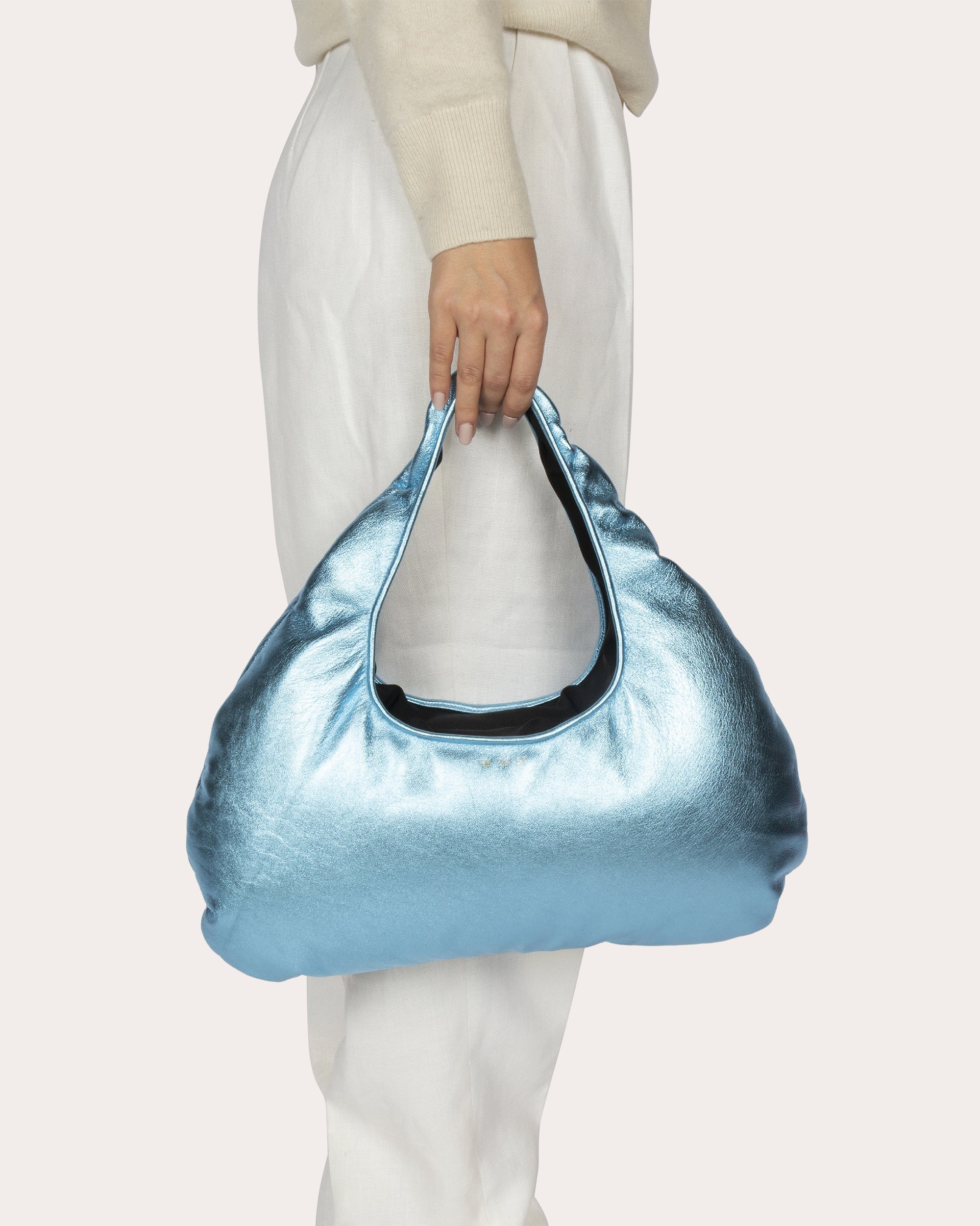 Medium Cloud Pearlescent Leather Shoulder Bag
