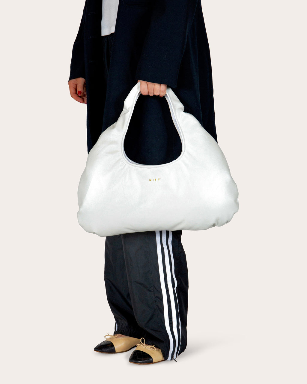 Medium Cloud Pearlescent Leather Shoulder Bag