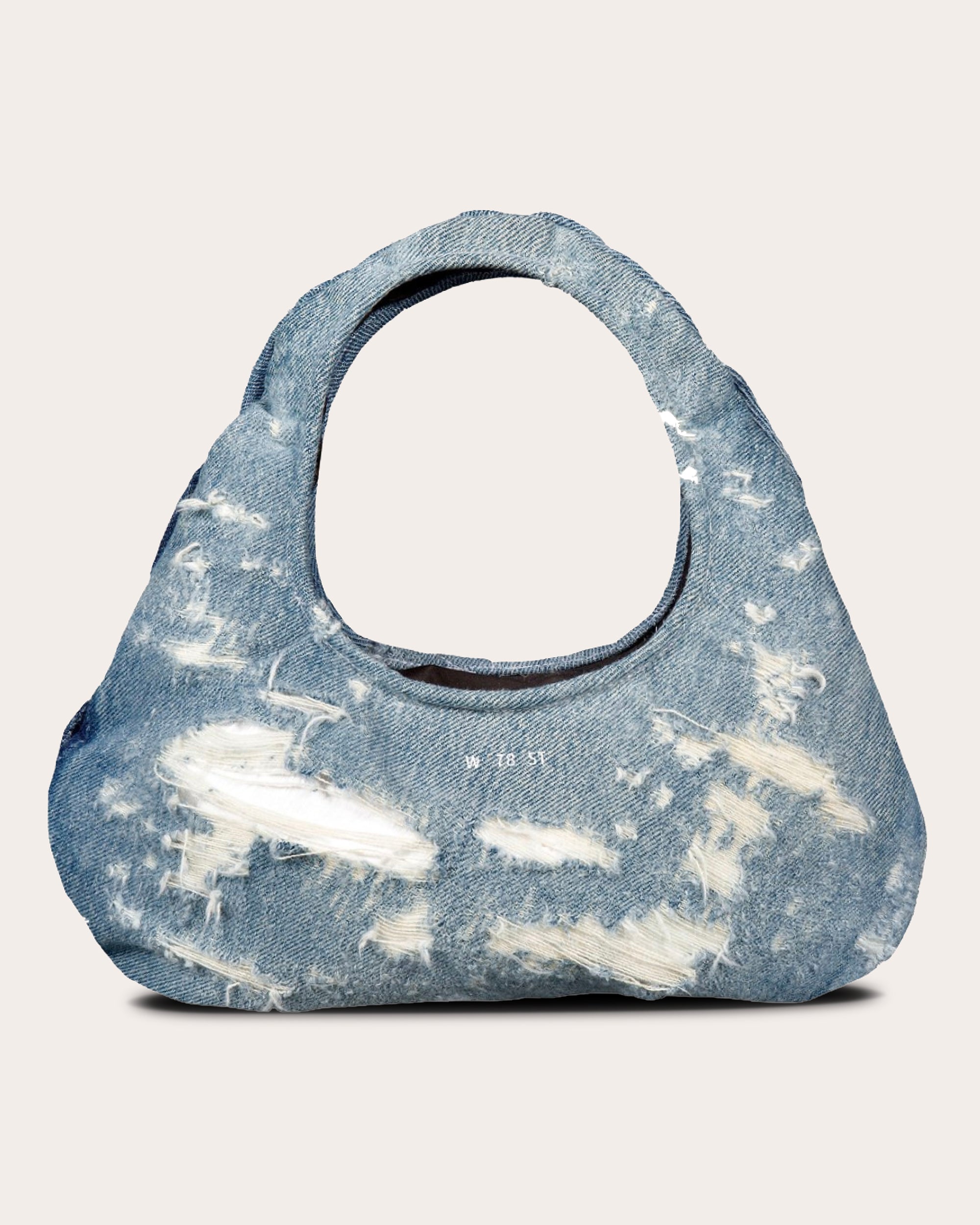 Micro Cloud Distressed Denim Tote