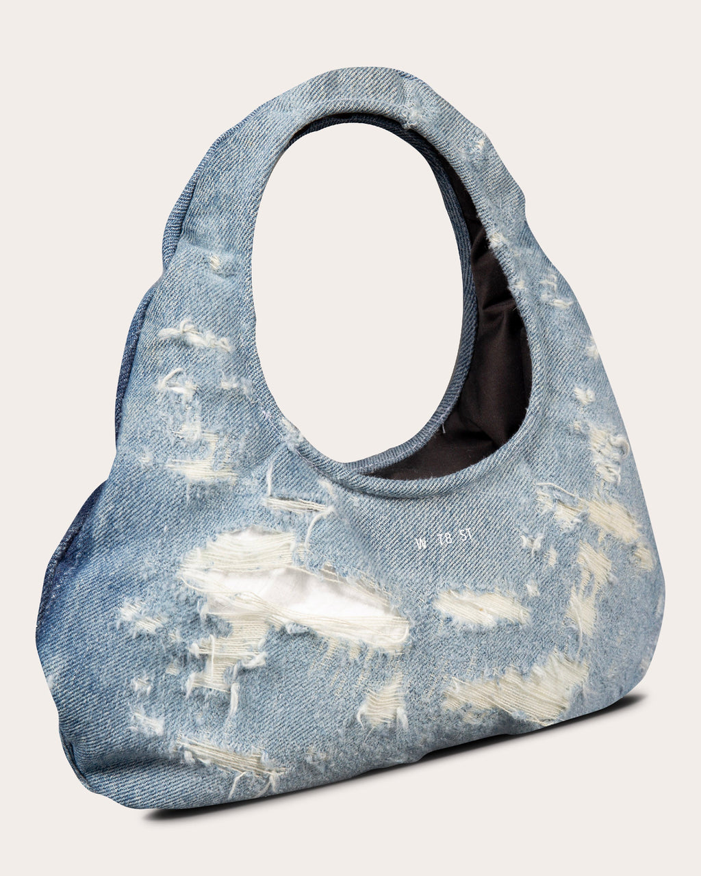 Micro Cloud Distressed Denim Tote