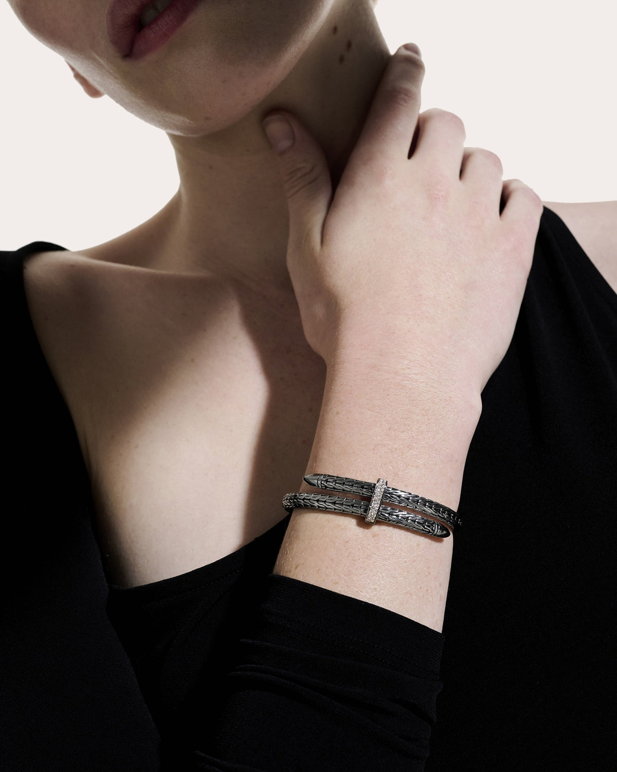 Diamond Blackened Spear Pavé Flex Cuff