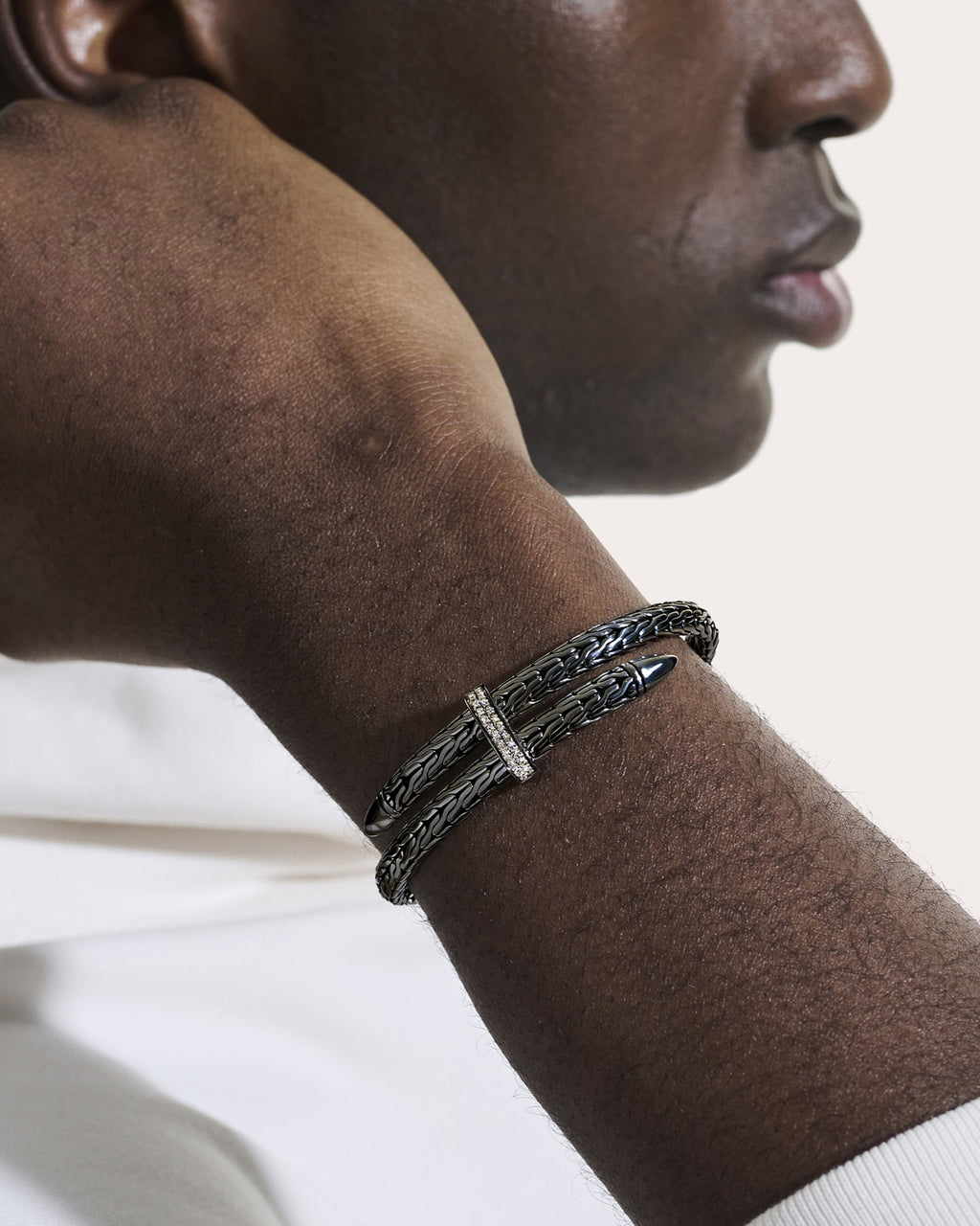 Diamond Blackened Spear Pavé Flex Cuff