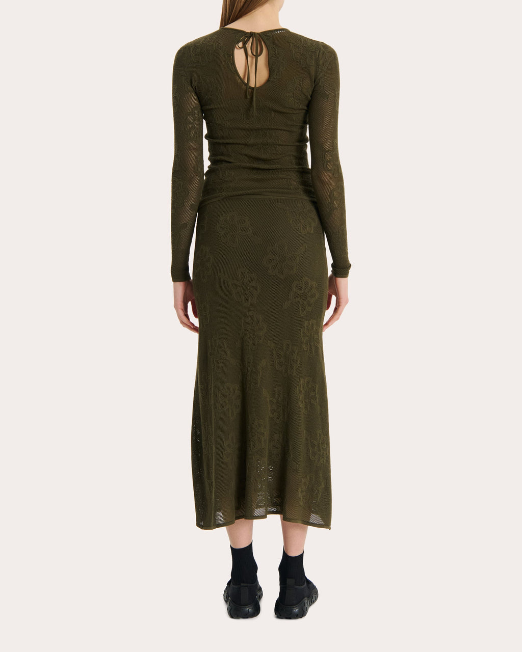 Orchid Floral-Jacquard Mesh Midi Skirt