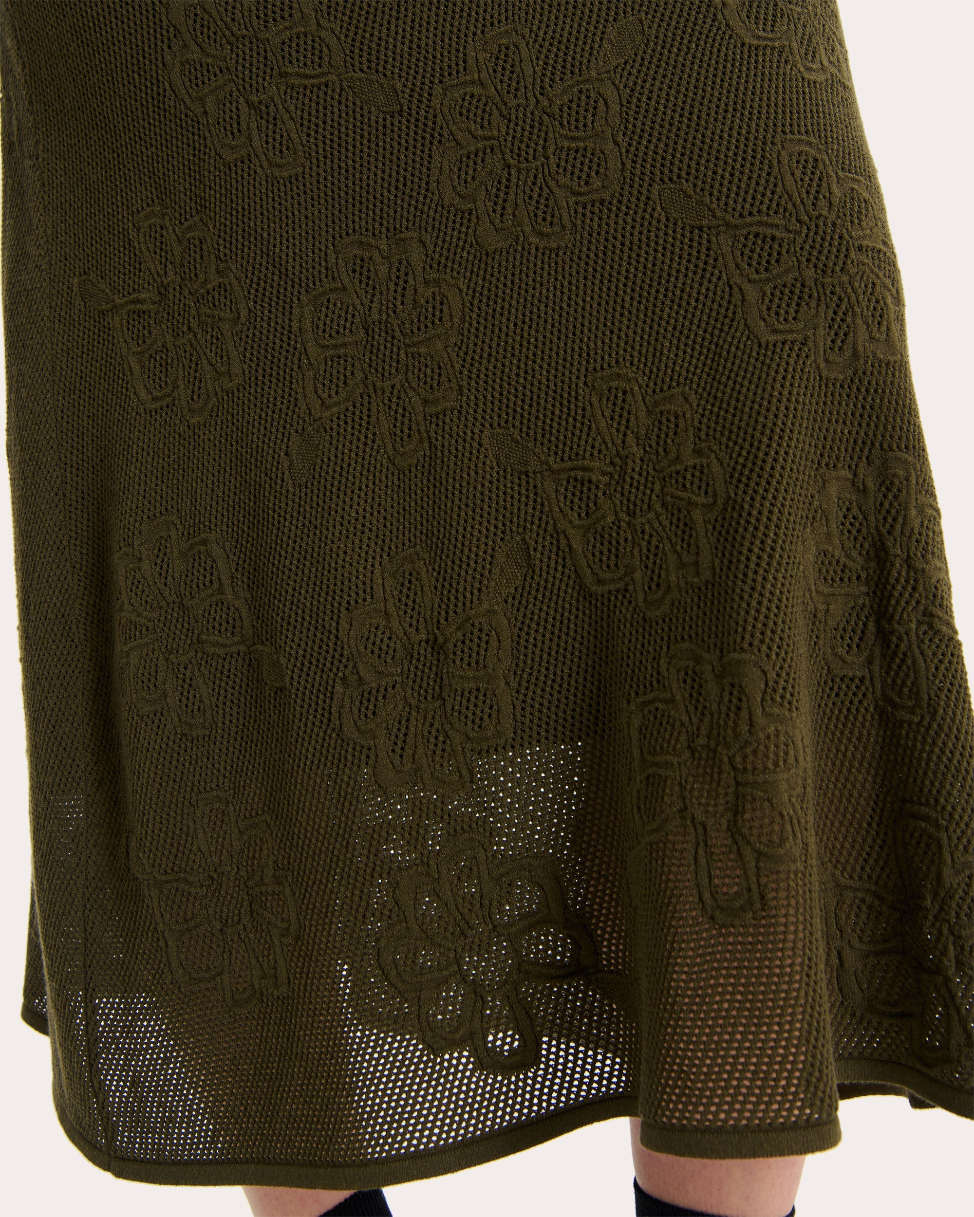 Orchid Floral-Jacquard Mesh Midi Skirt