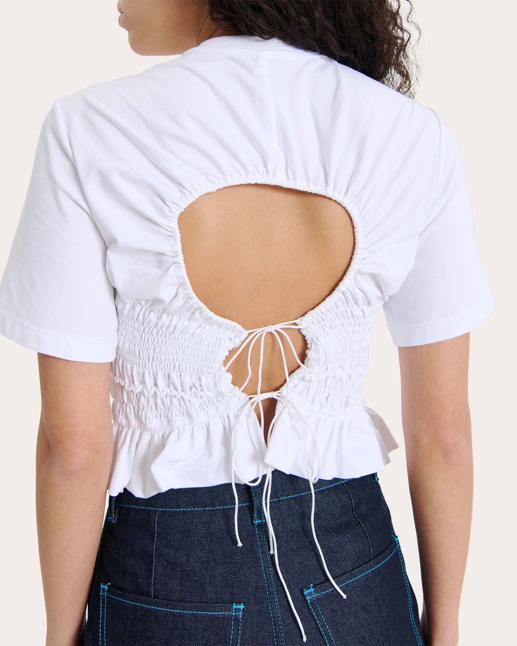 Oasis Smocked Stretch-Cotton Top