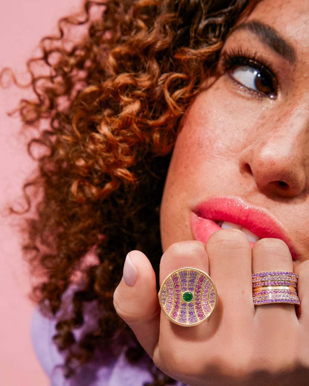 Tsavorite & Amethyst Revel Large Dimensional Ring