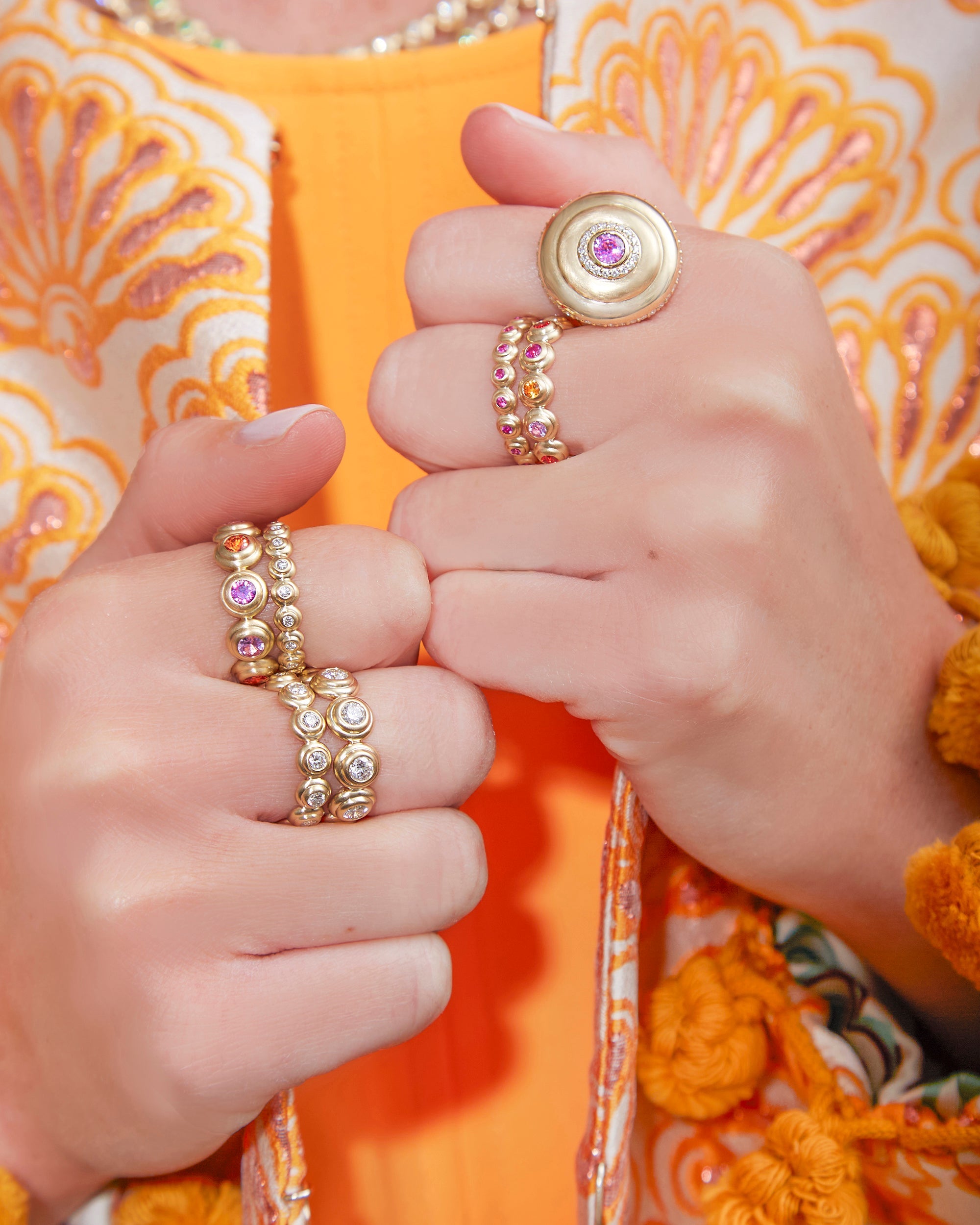 Pink Sapphire & 14k Gold Small Evolve Ring