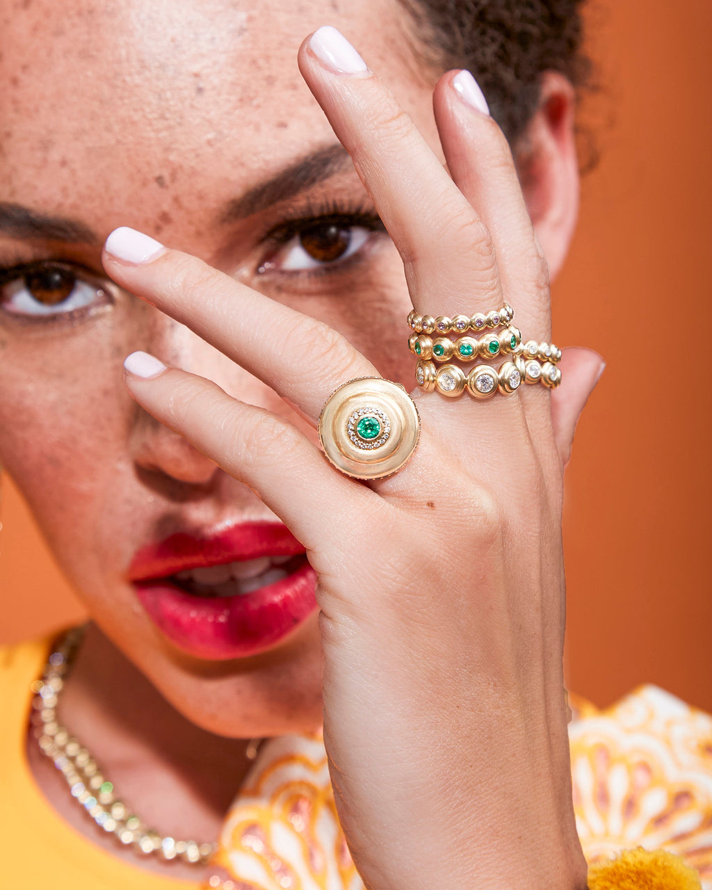 Emerald & 14k Gold Large Evolve Ring