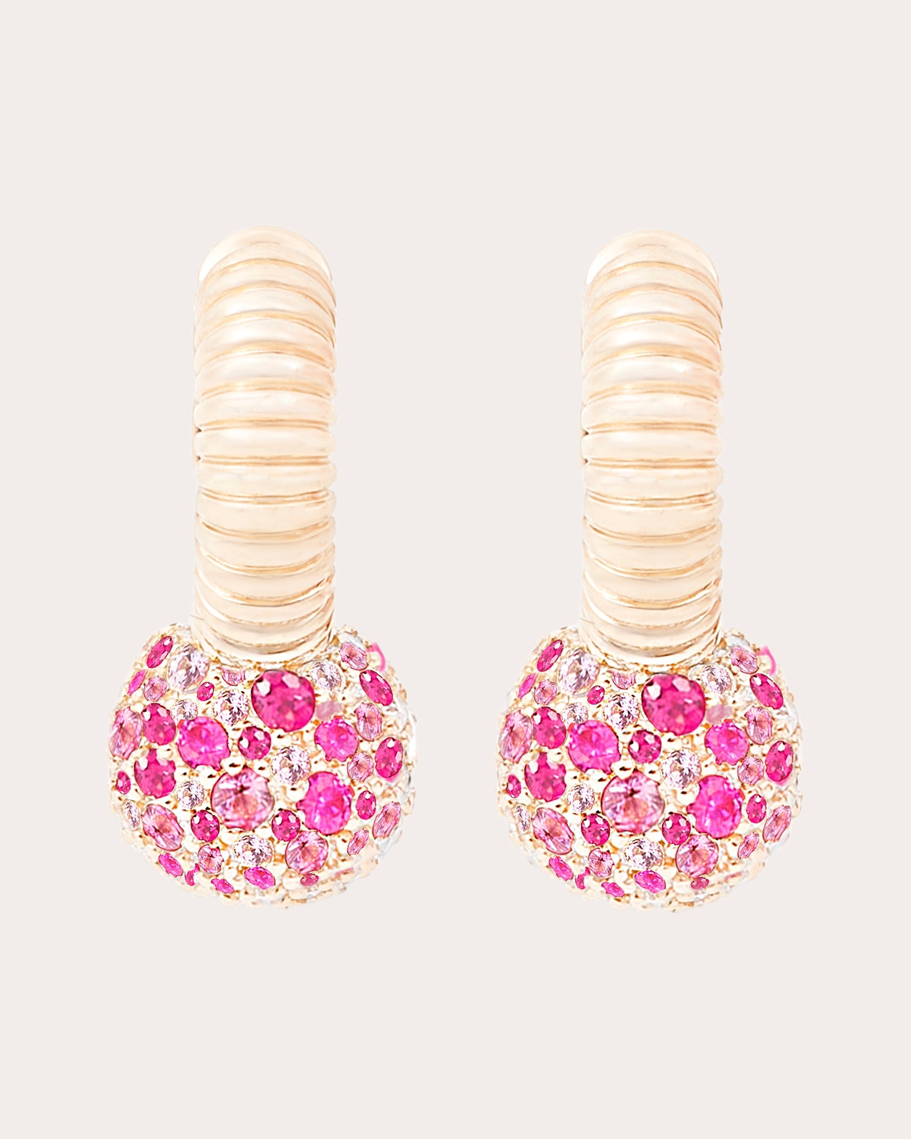 Pink Sapphire & 14k Gold Revel Bobble Hoop Earrings
