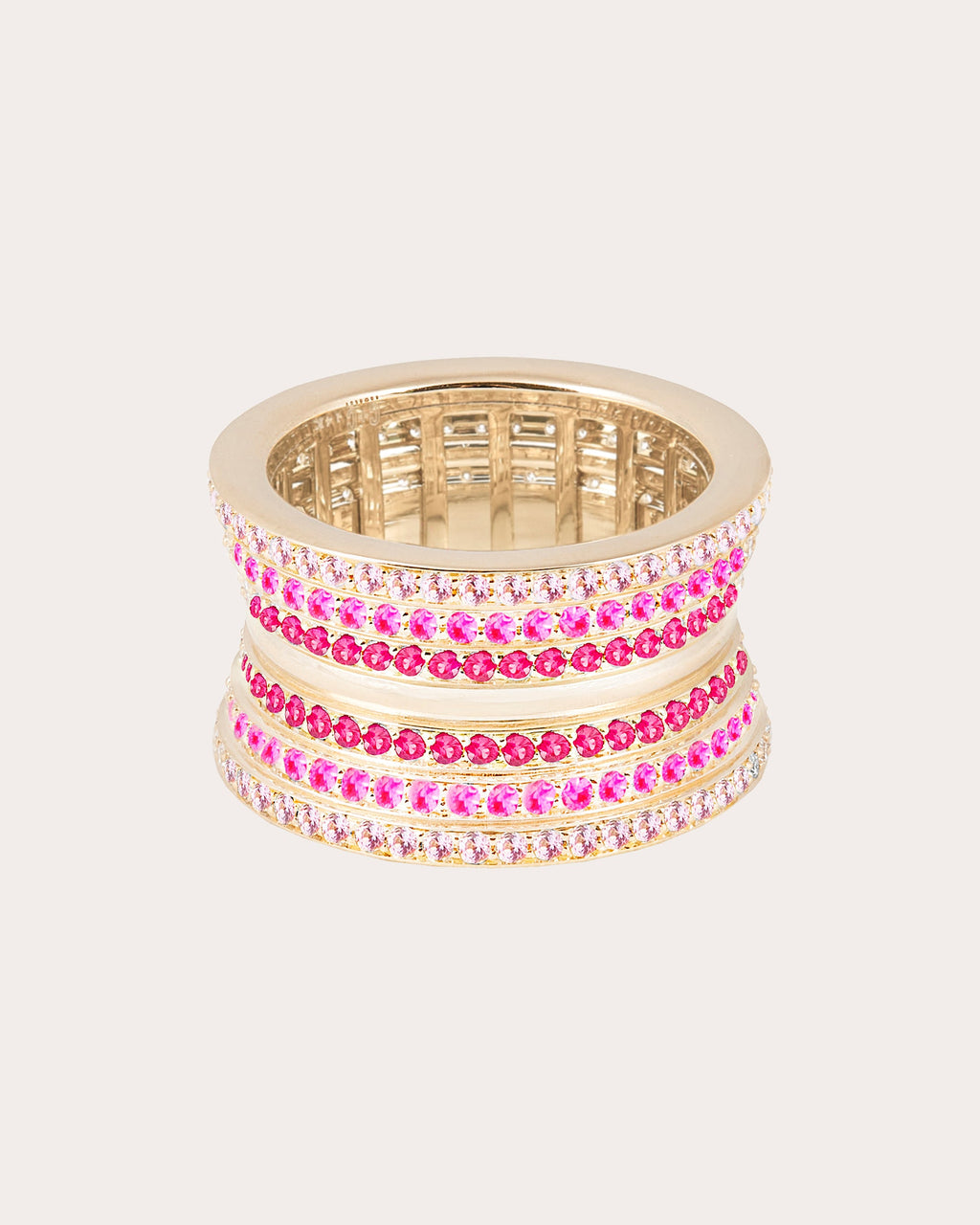 Pink Sapphire Revel Dimensional Cigar Band Ring