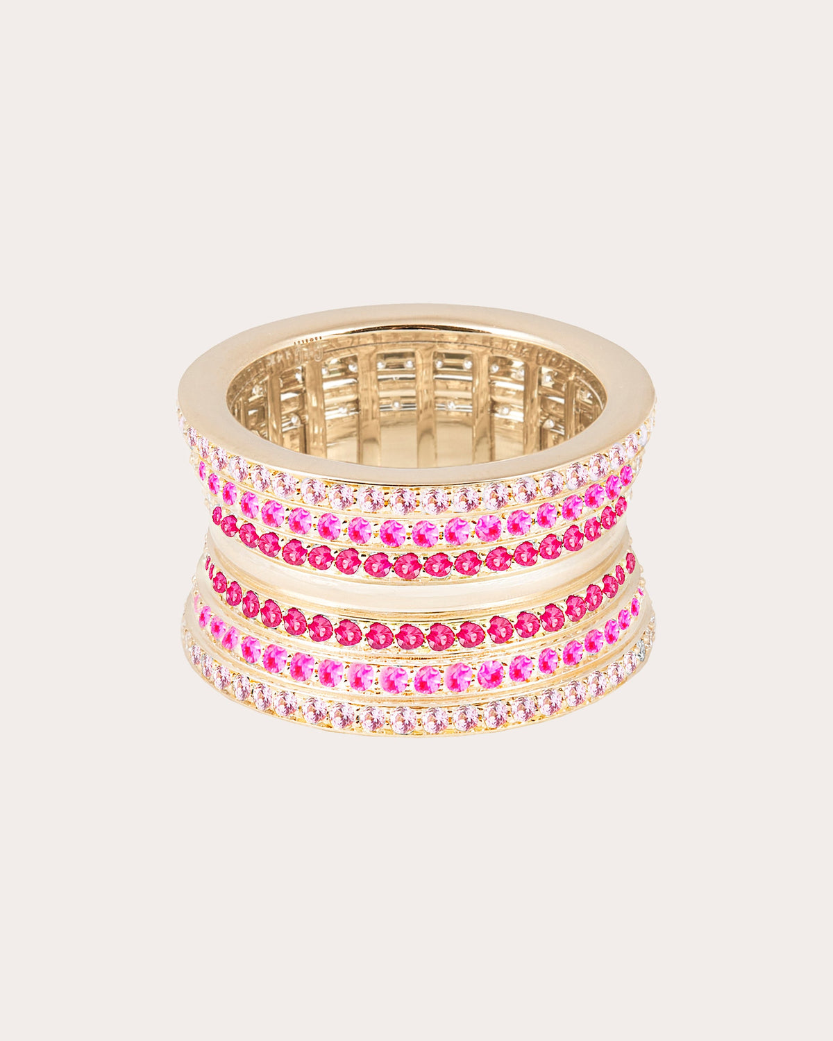 Pink Sapphire Revel Dimensional Cigar Band Ring