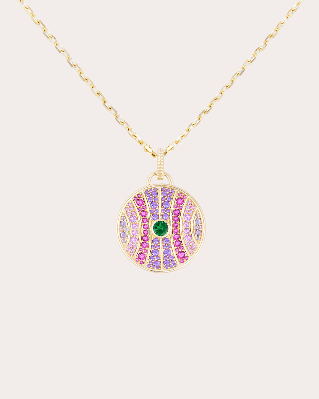 Multicolor Gemstone & 14k Gold Large Revel Pendant Necklace
