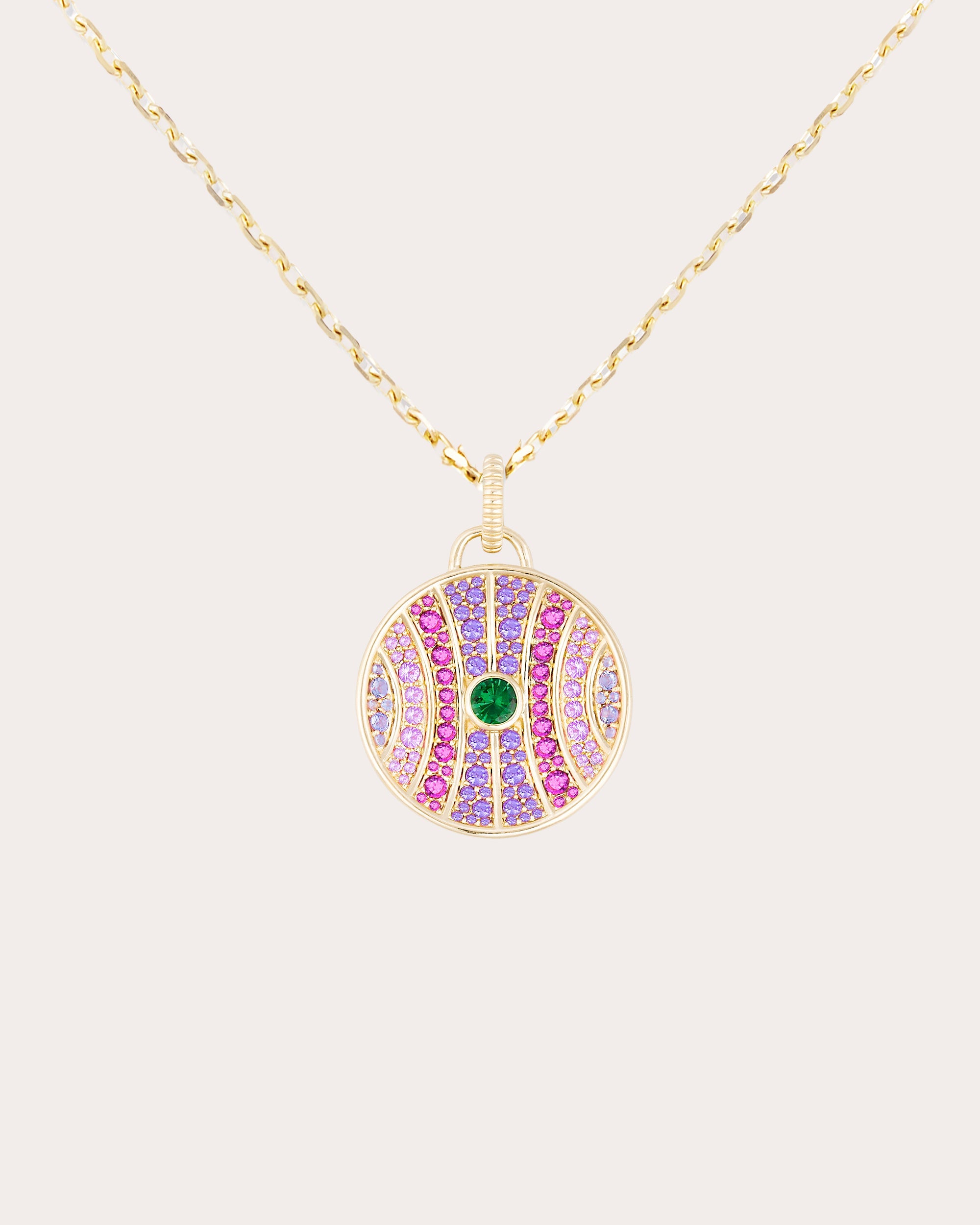 Multicolor Gemstone & 14k Gold Large Revel Pendant Necklace