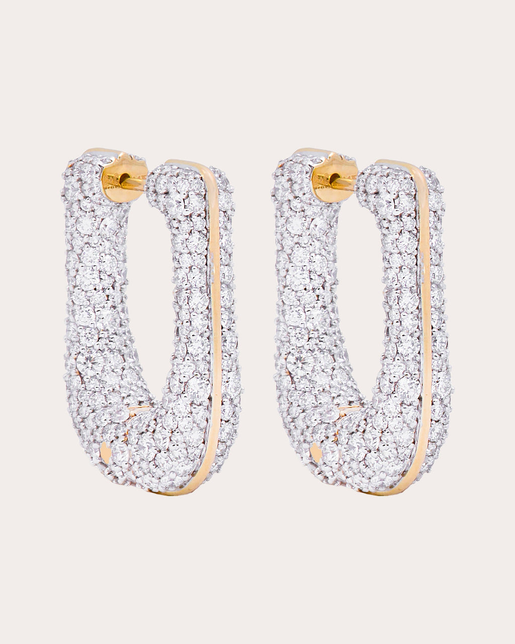 Diamond Found Rib Curve Hoop Earrings